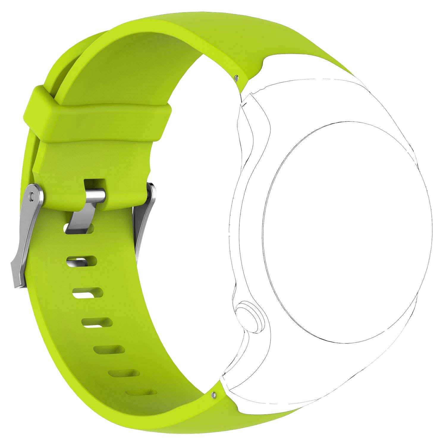 StrapsCo Classic Silicone Rubber Replacement Watch Band Strap (with tool & pins) for Garmin Approach S3 - Neon Green