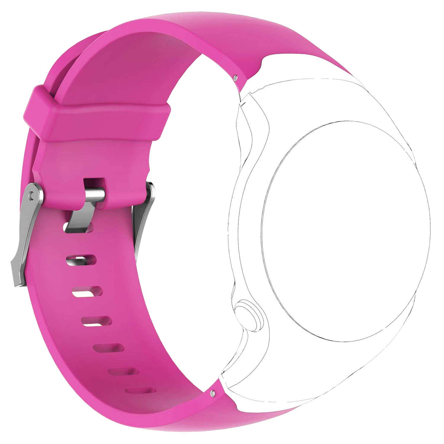 StrapsCo Classic Silicone Rubber Replacement Watch Band Strap (with tool & pins) for Garmin Approach S3 - Fuchsia