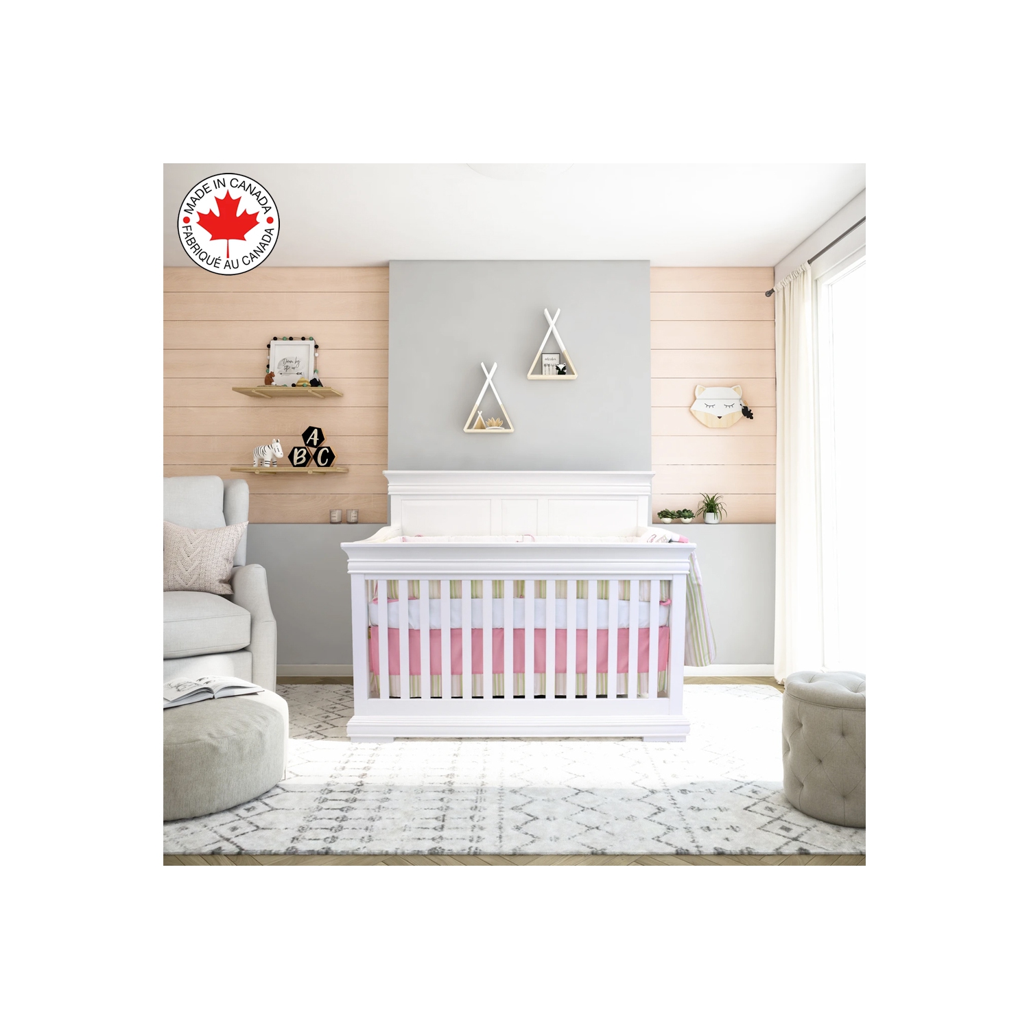 Bebelelo - 5 pieces bedding for baby - pink and green with a Sheep pattern