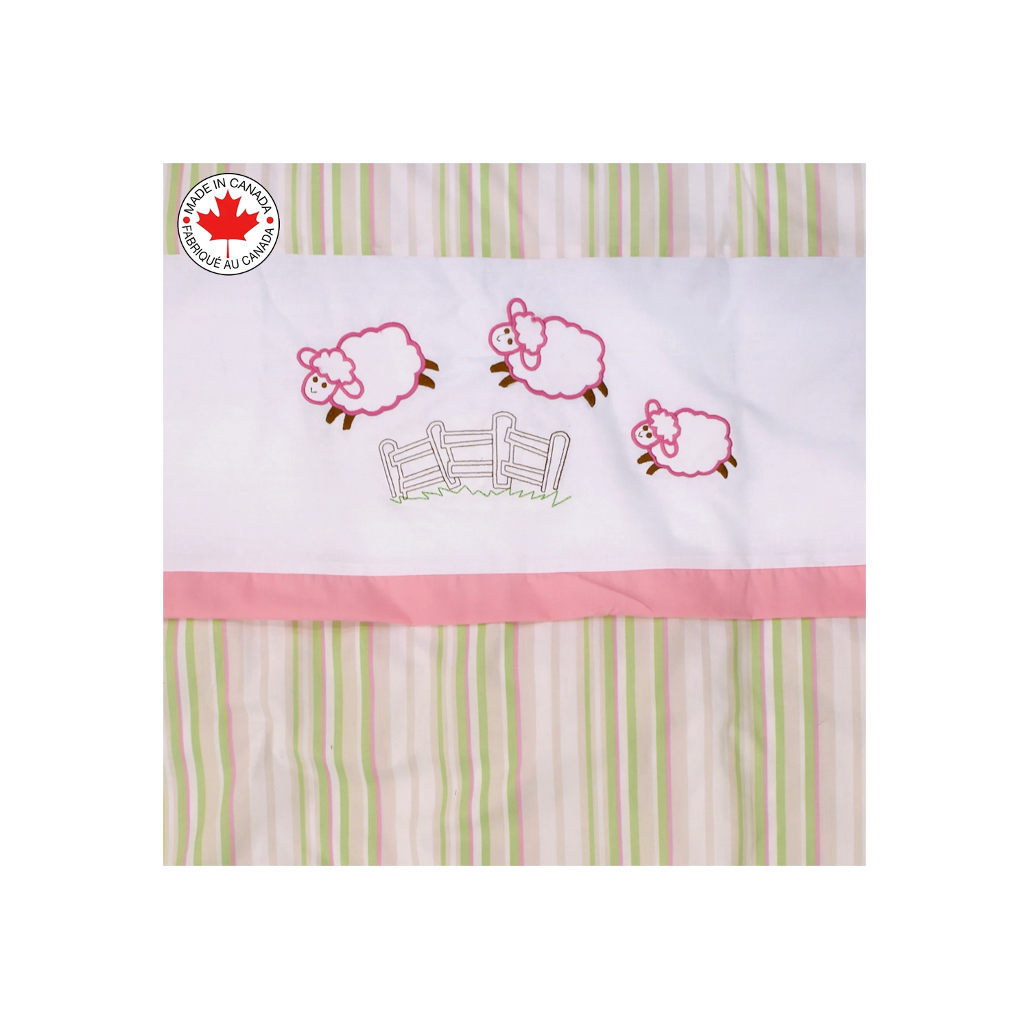 Bebelelo - 5 pieces bedding for baby - pink and green with a Sheep pattern