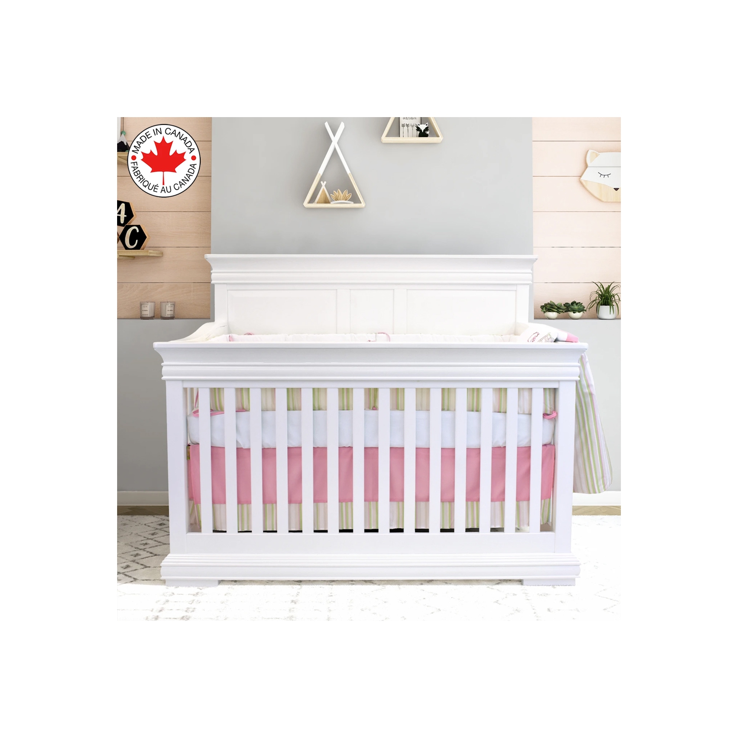 Bebelelo - 5 pieces bedding for baby - pink and green with a Sheep pattern