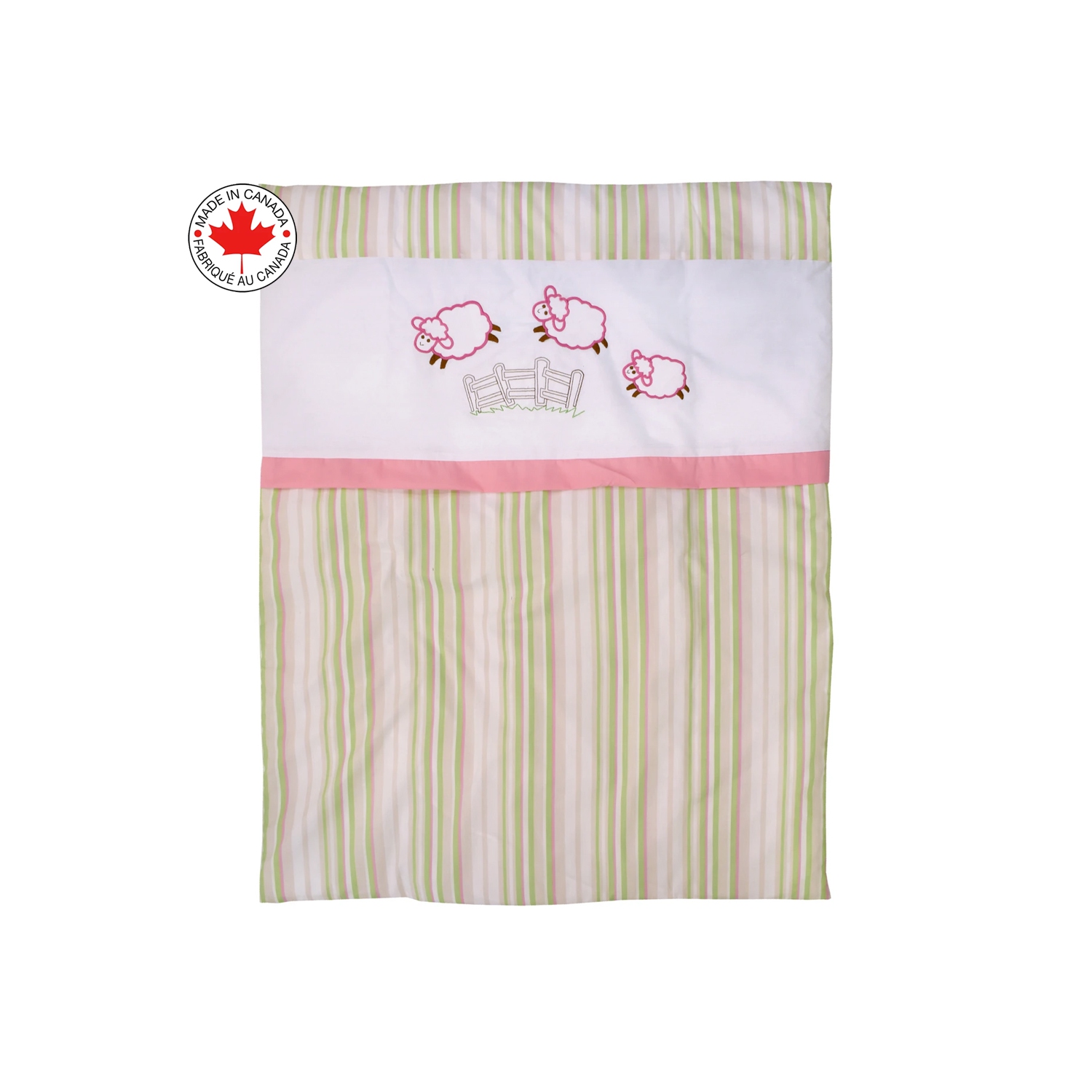 Bebelelo - 5 pieces bedding for baby - pink and green with a Sheep pattern