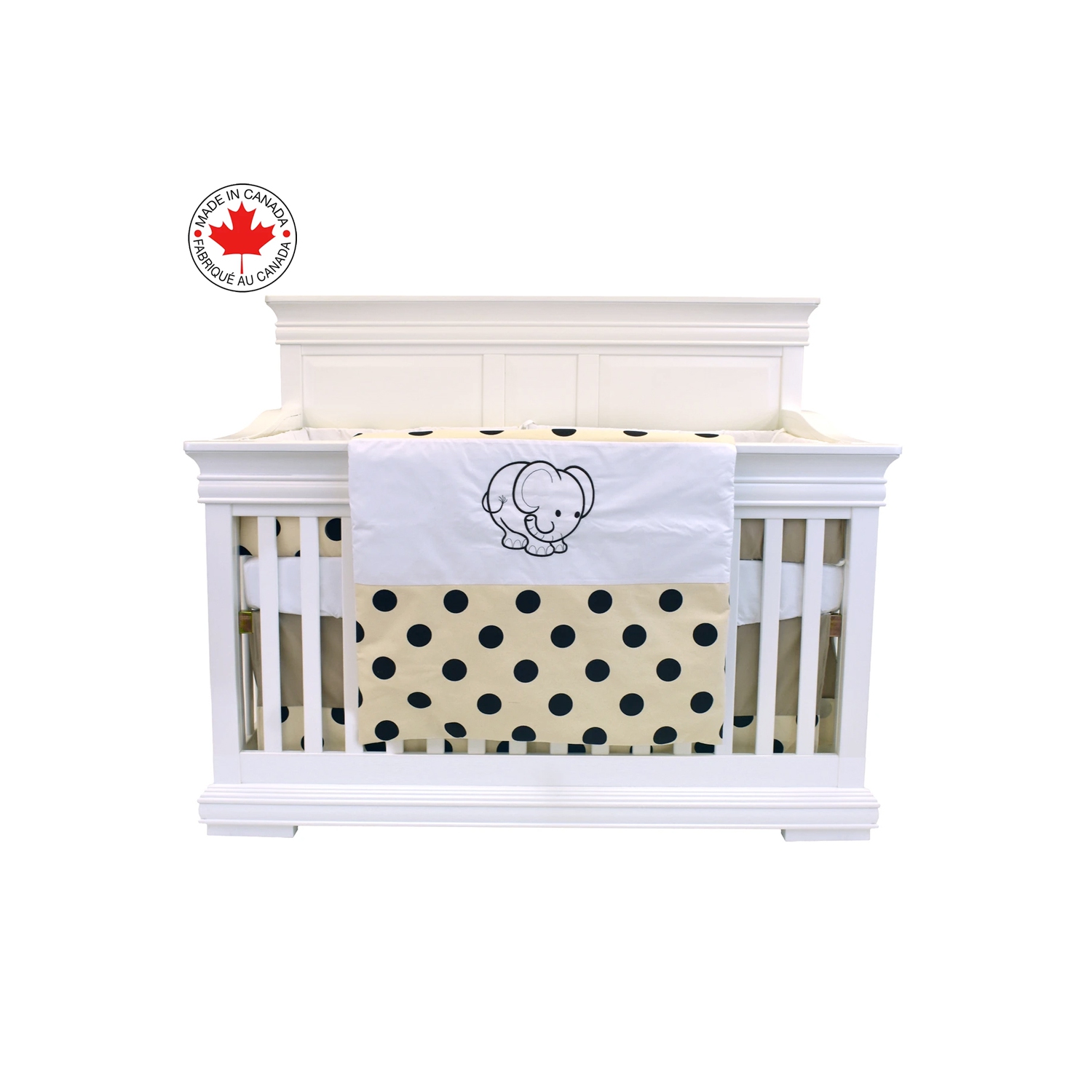 Bebelelo - 5 pieces bedding for baby - beige and dark brown with an Elephant pattern