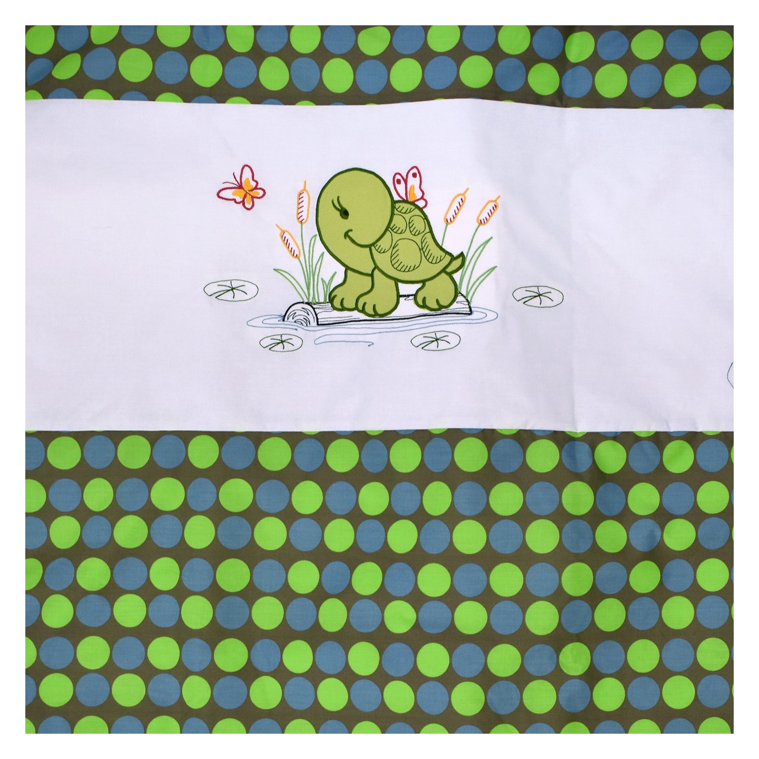 Bebelelo - 5 pieces bedding for baby – brown, green and blue with a Turtle pattern