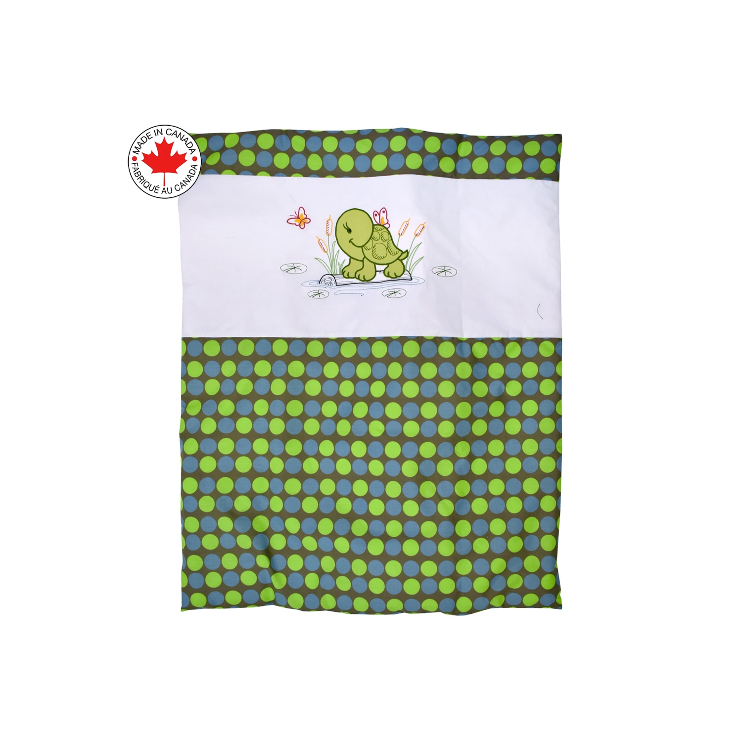 Bebelelo - 5 pieces bedding for baby – brown, green and blue with a Turtle pattern