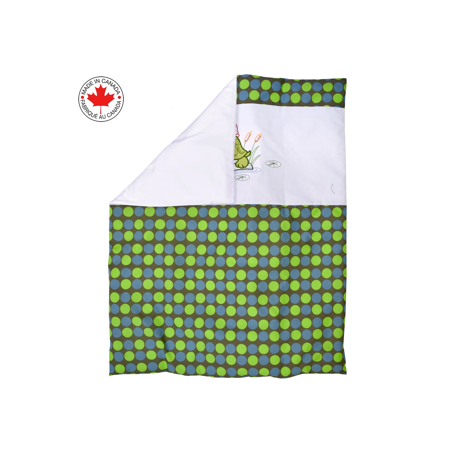 Bebelelo - 5 pieces bedding for baby – brown, green and blue with a Turtle pattern
