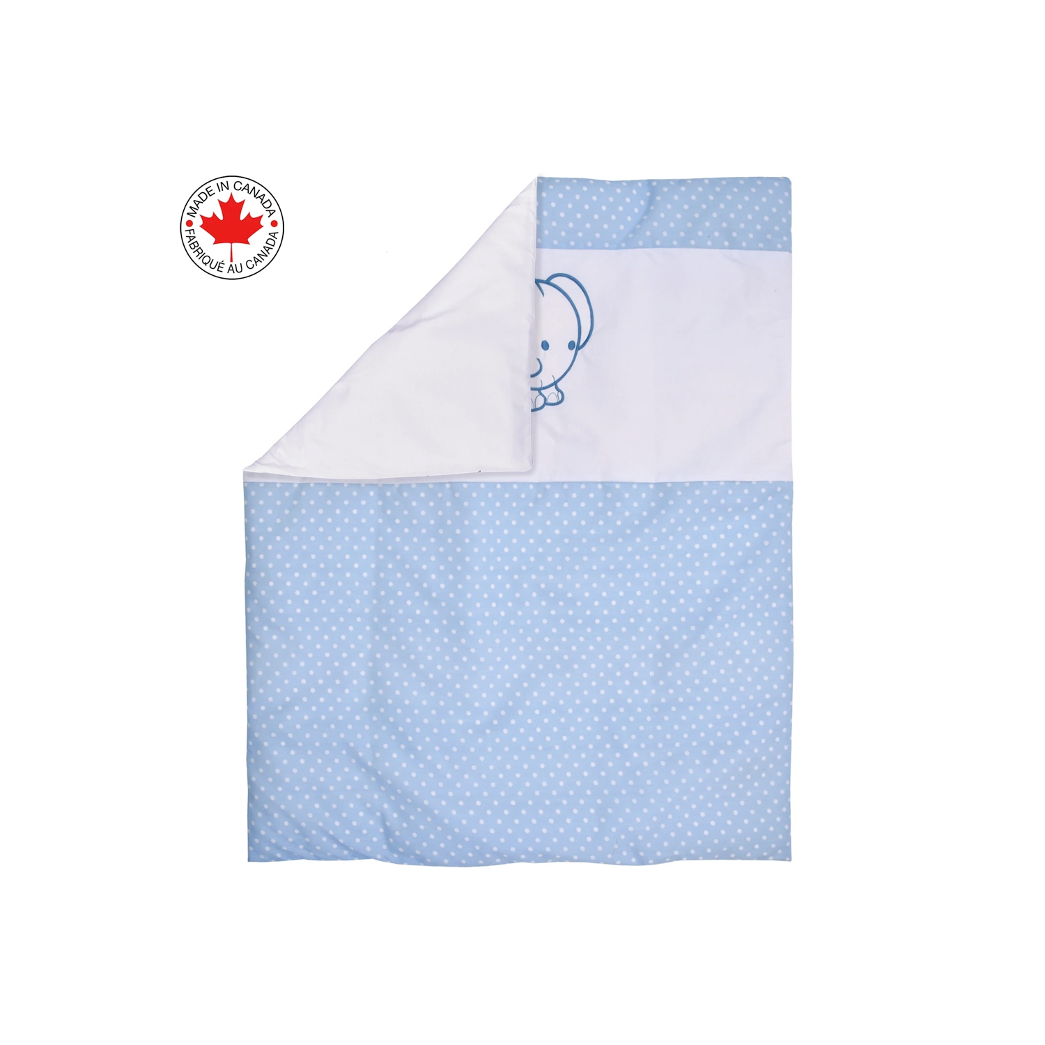 Belelo - 5 pièces de literie pour bébé - bleu et blanc avec un motif d’éléphant