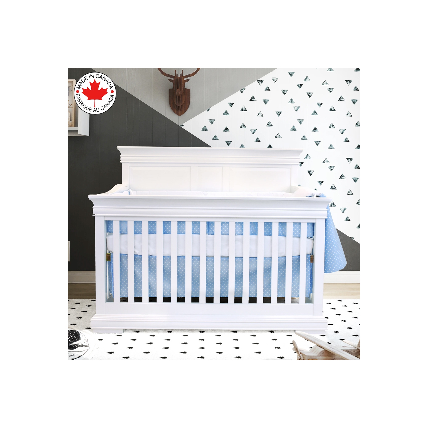 Belelo - 5 pièces de literie pour bébé - bleu et blanc avec un motif de mouton