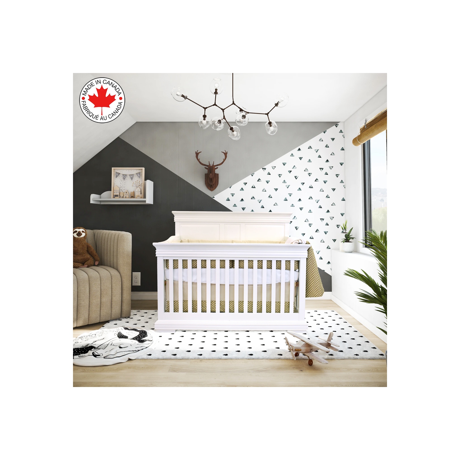 Belelo - 5 pièces de literie pour bébé - beige et blanc avec un motif d’éléphant