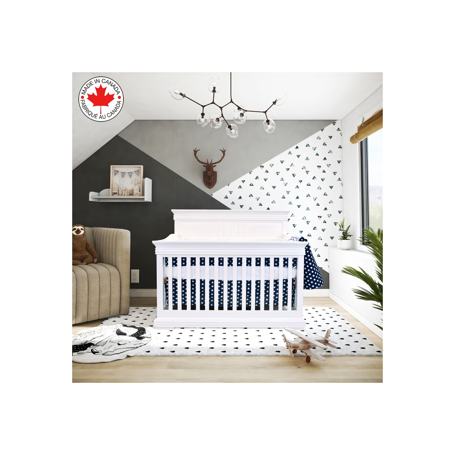 Bebelelo - 5 pieces bedding for baby – navy blue and white with an Elephant pattern