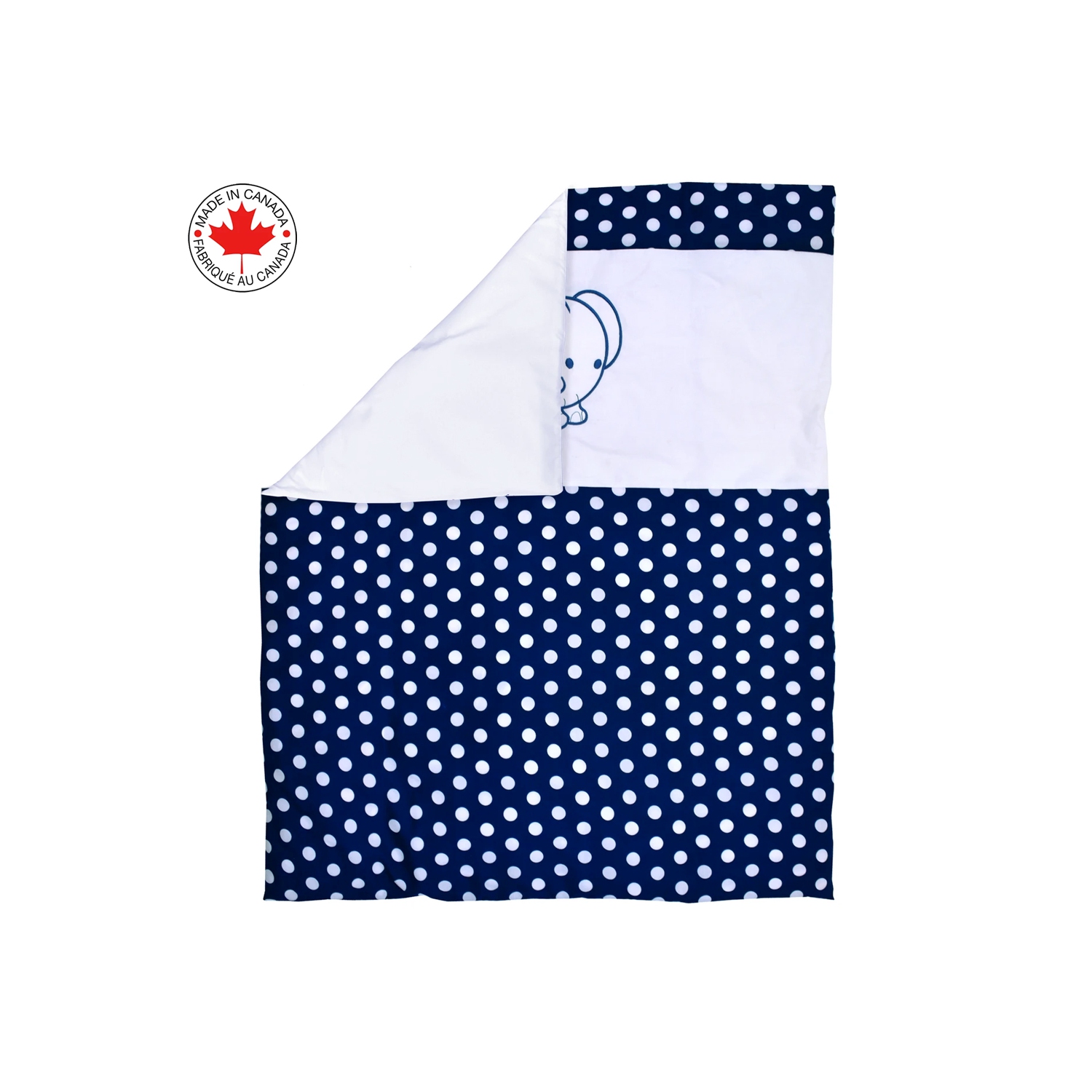 Bebelelo - 5 pieces bedding for baby – navy blue and white with an Elephant pattern