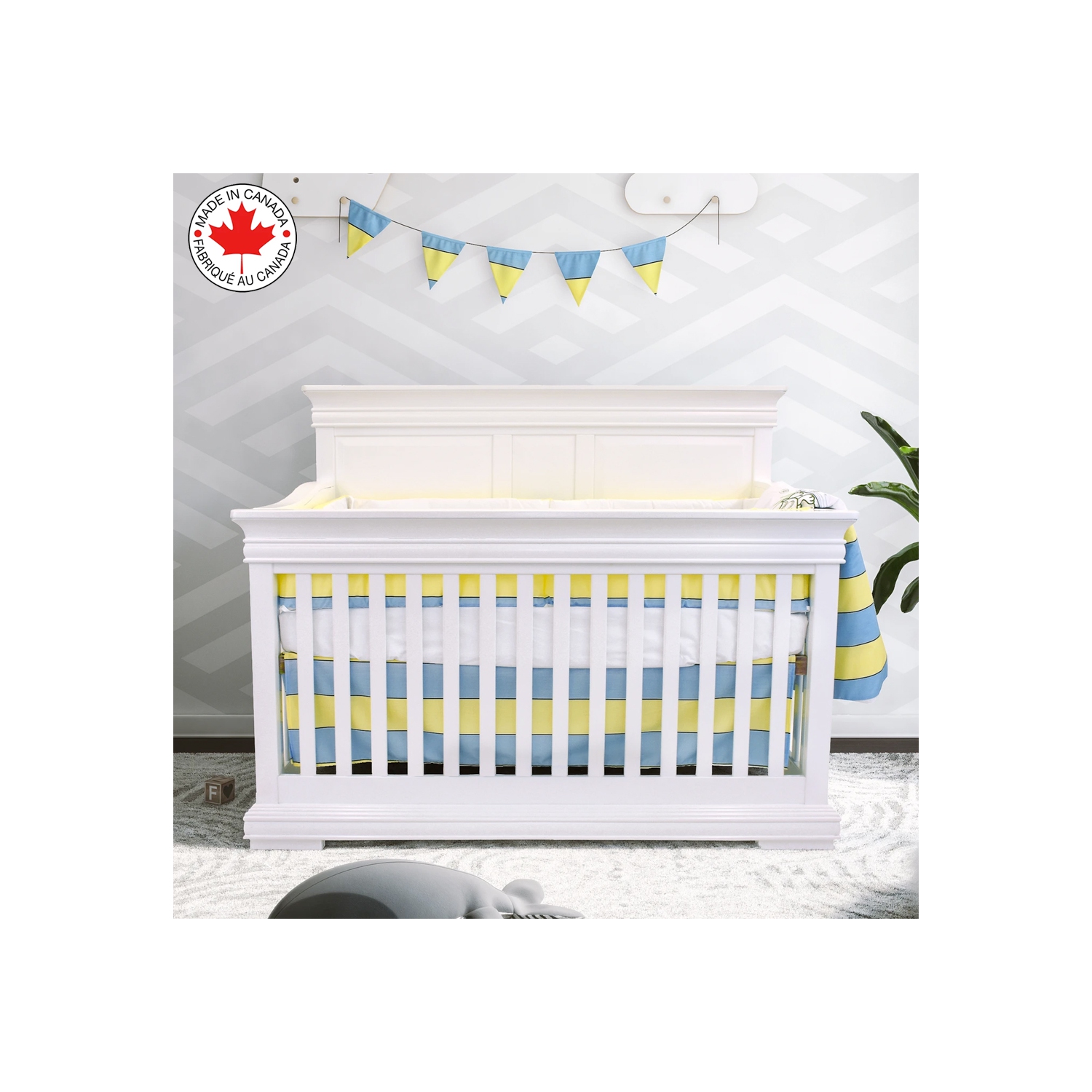 Bebelelo - 5 pieces bedding for baby - yellow and blue with a Turtle pattern