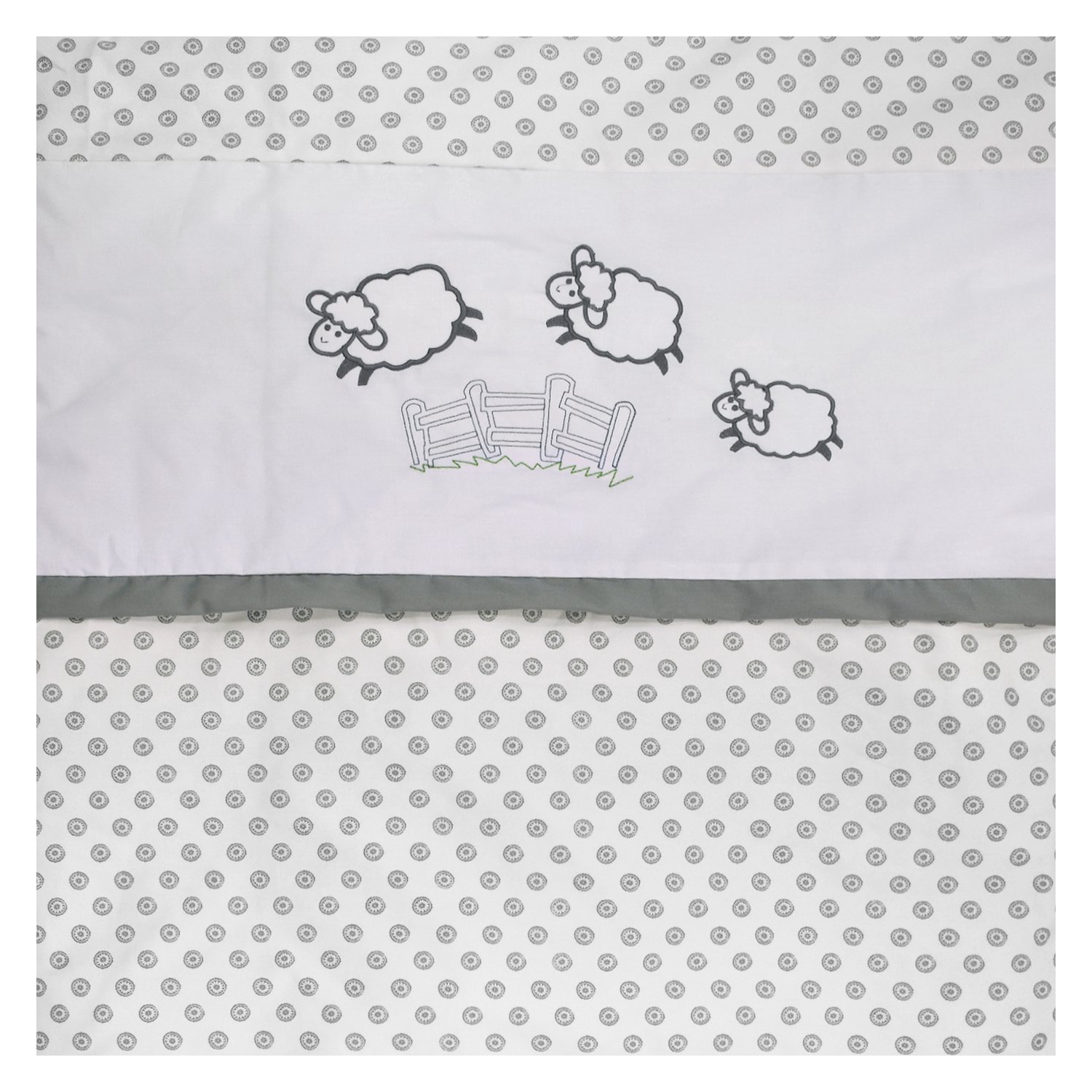 Bebelelo – Literie 5 morceaux pour bébé gris et blanc avec un motif de moutons