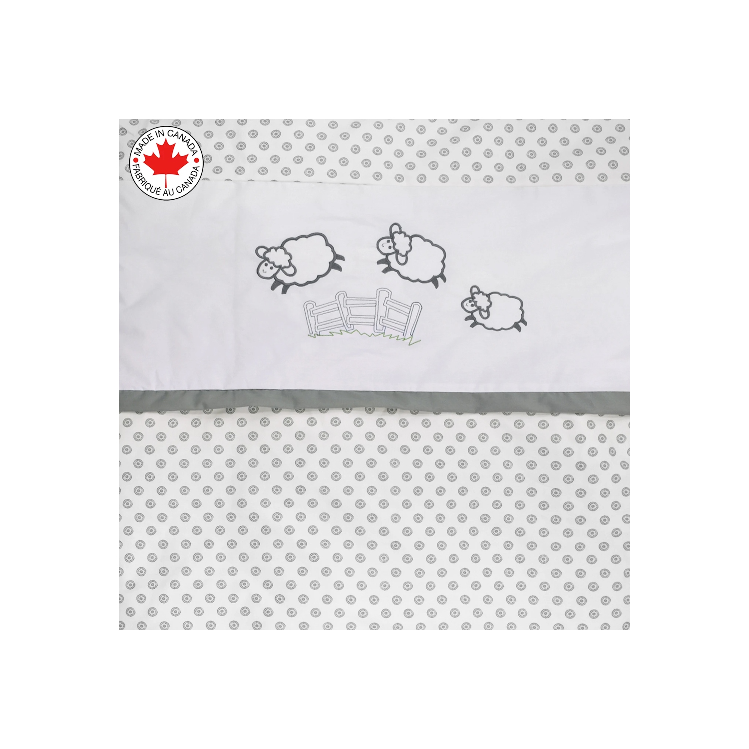 Bebelelo – Literie 5 morceaux pour bébé gris et blanc avec un motif de moutons