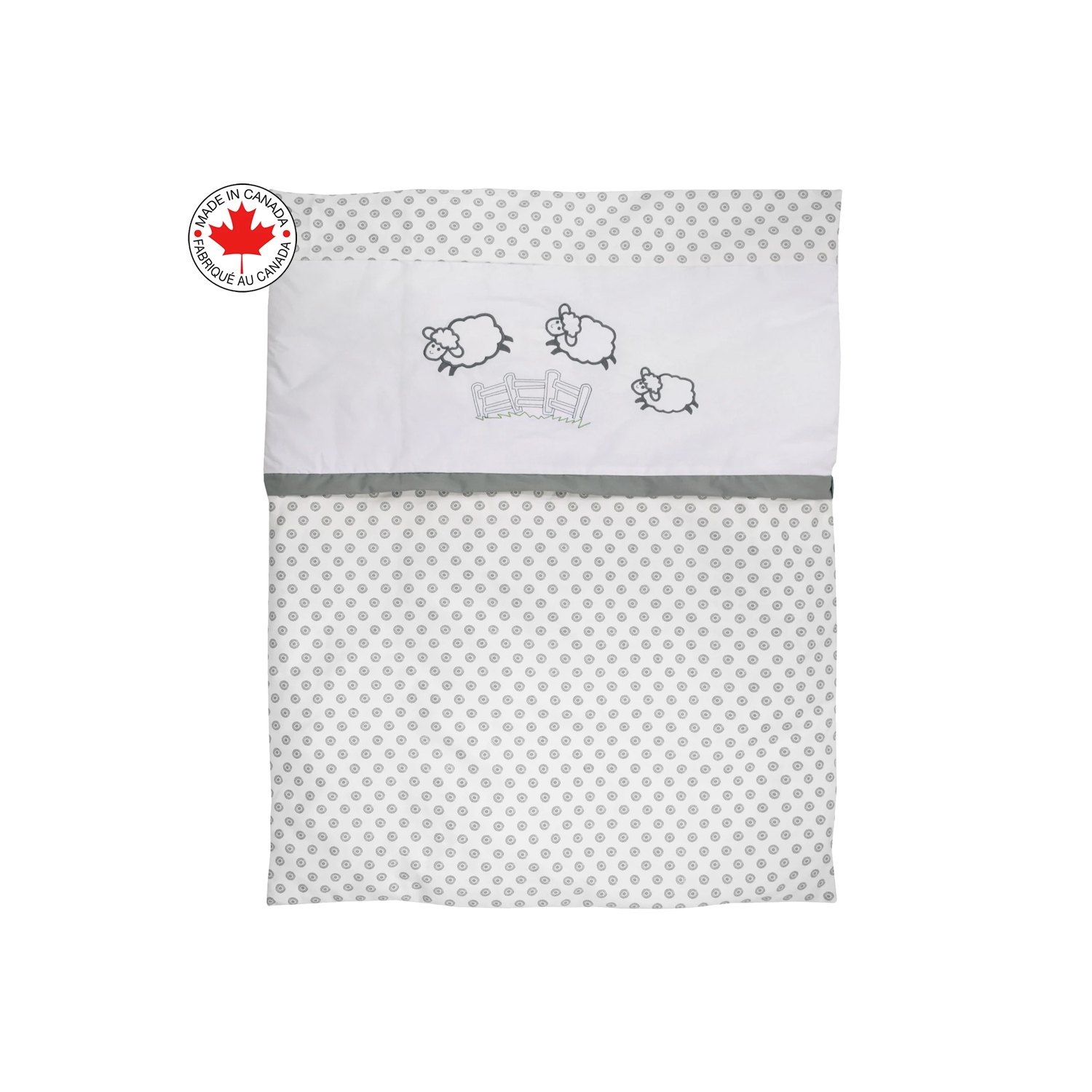 Bebelelo – Literie 5 morceaux pour bébé gris et blanc avec un motif de moutons