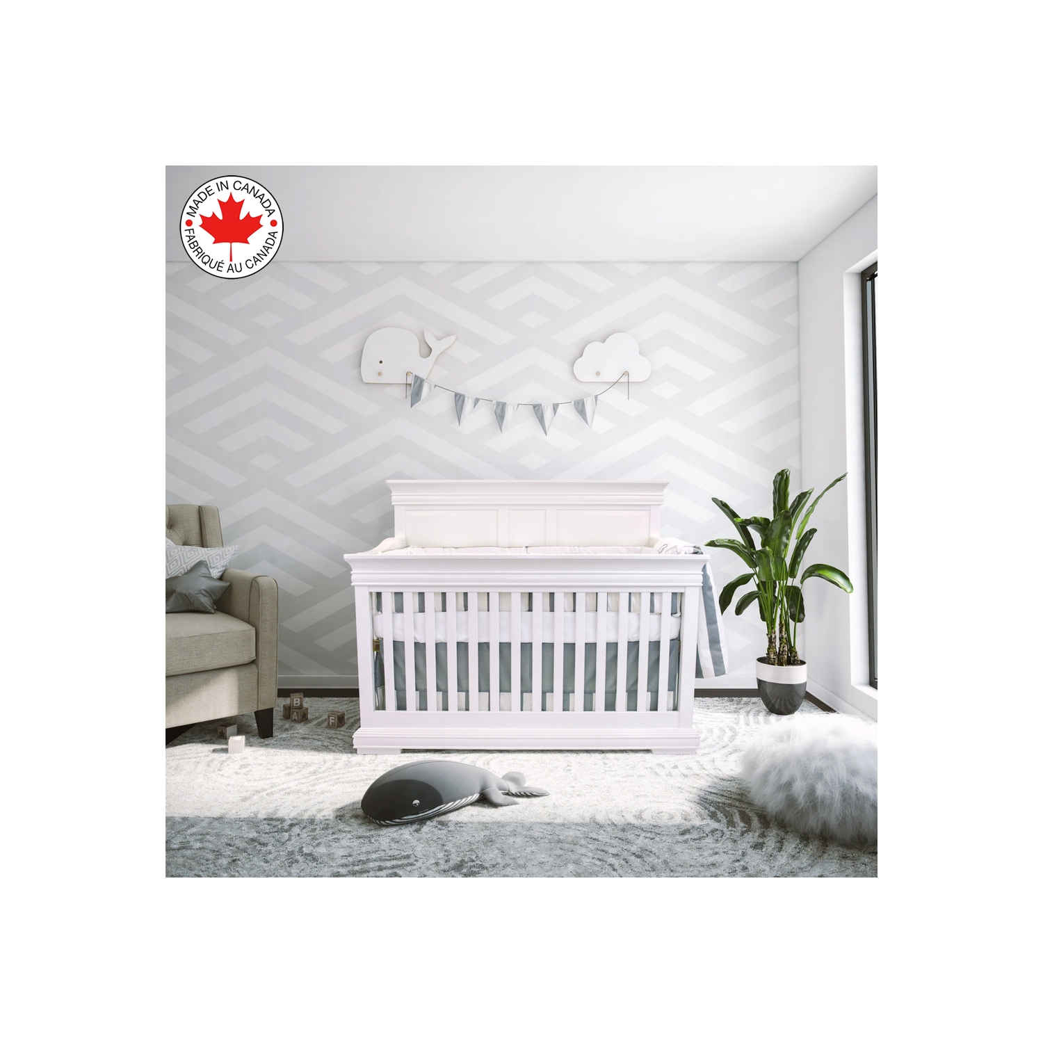 Belelo - 5 pièces de literie pour bébé - gris et blanc avec un motif de mouton