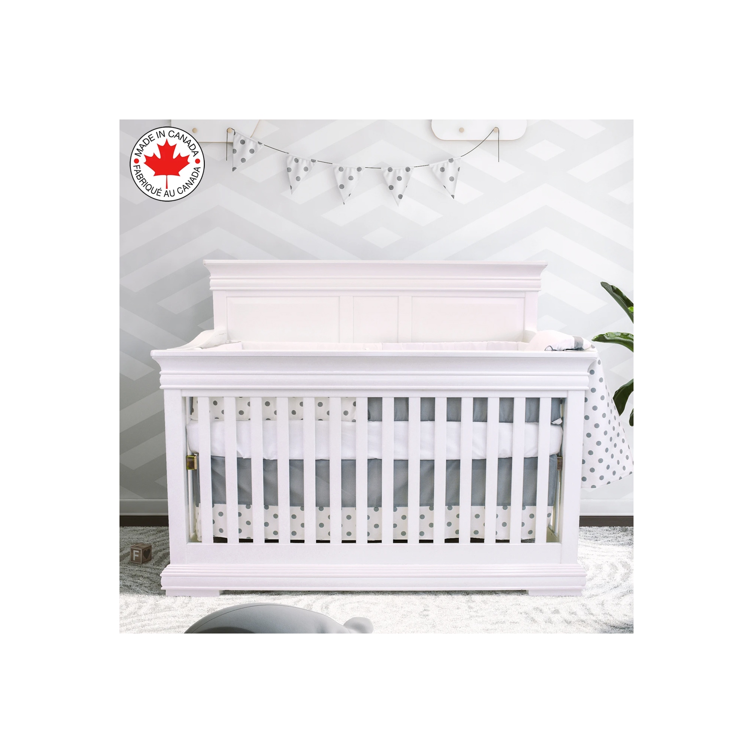 Belelo - 5 pièces de literie pour bébé - gris et blanc avec un motif d’éléphant