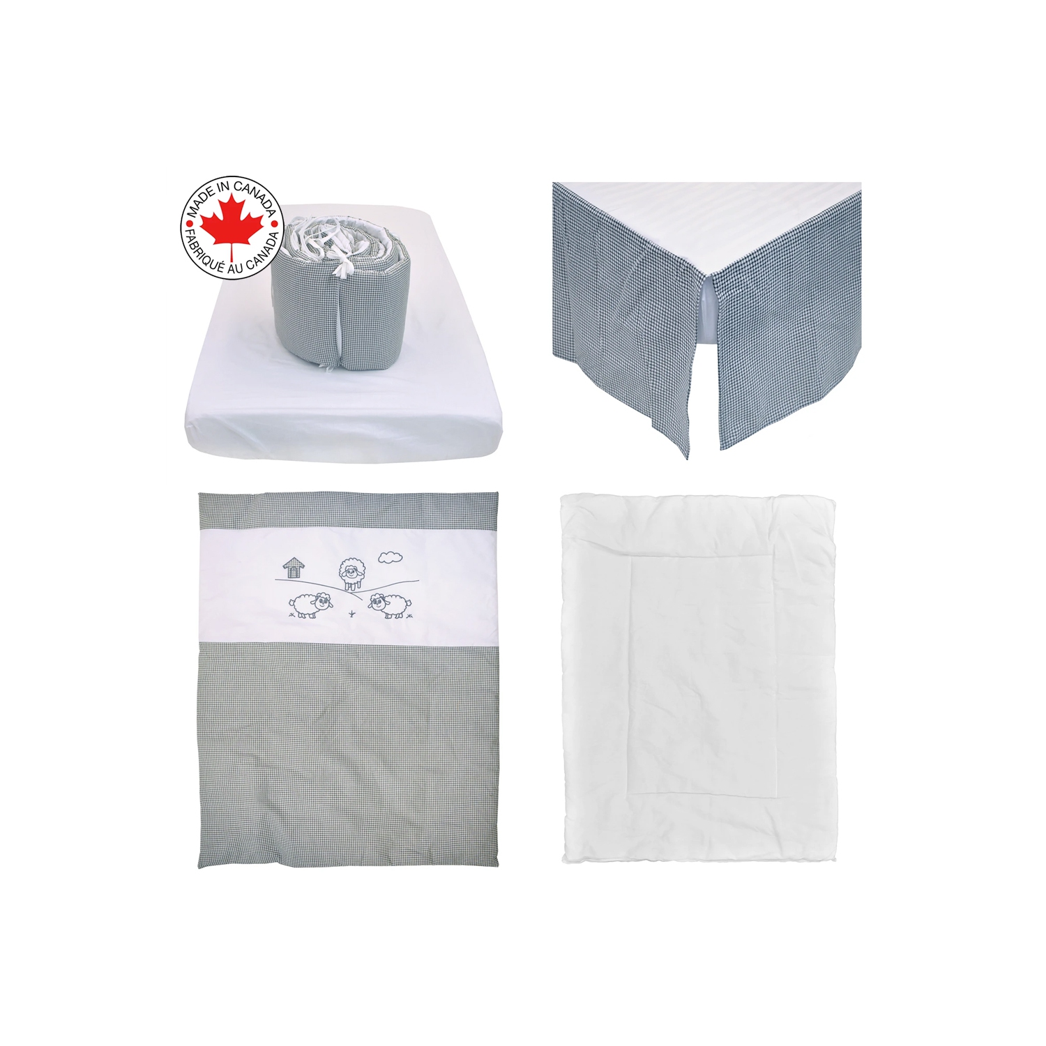 Bebelelo - 5 pieces bedding for baby - grey and white with a Sheep pattern