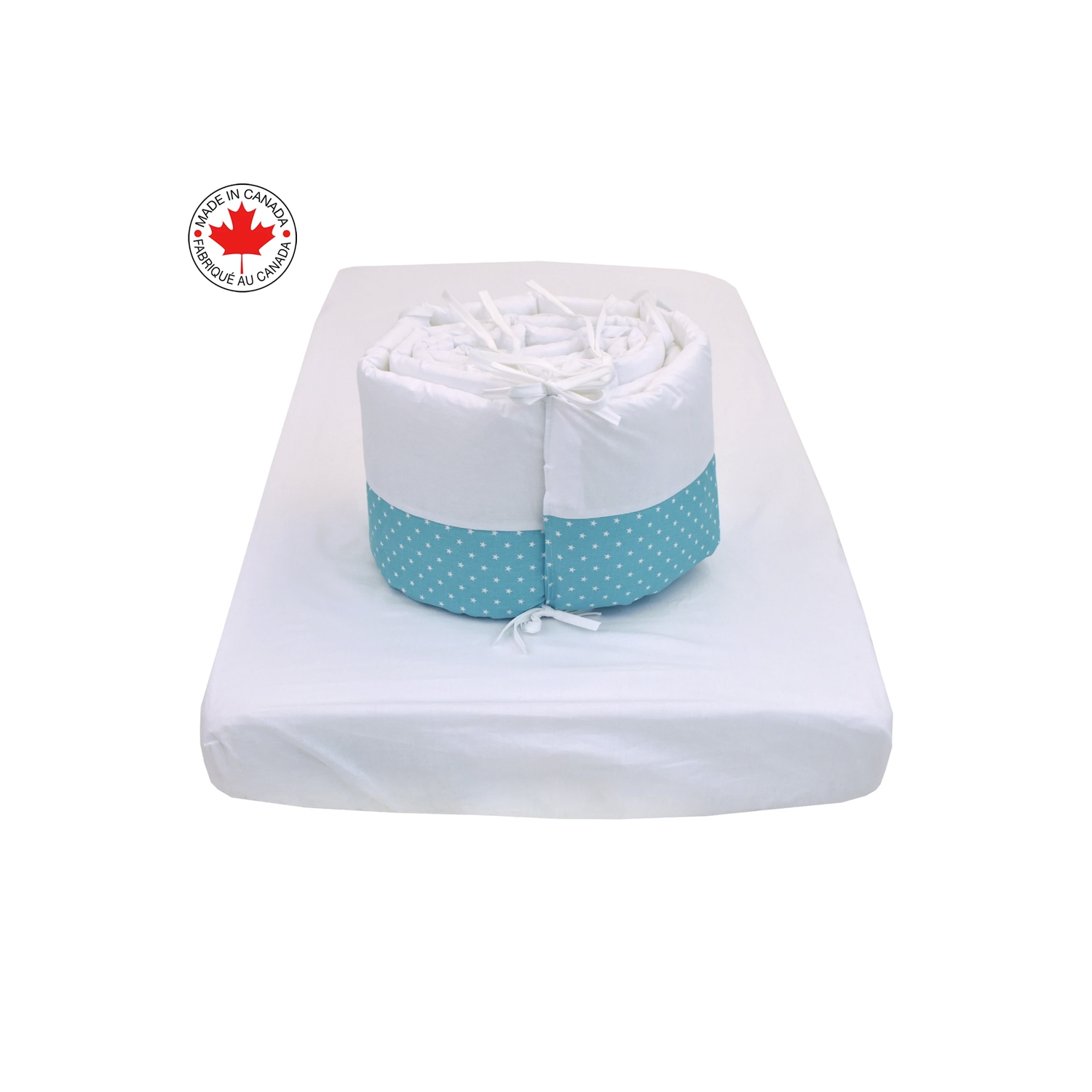 Belelo - 5 articles de literie pour bébé - turquoise et blanc avec un motif de chien dormant