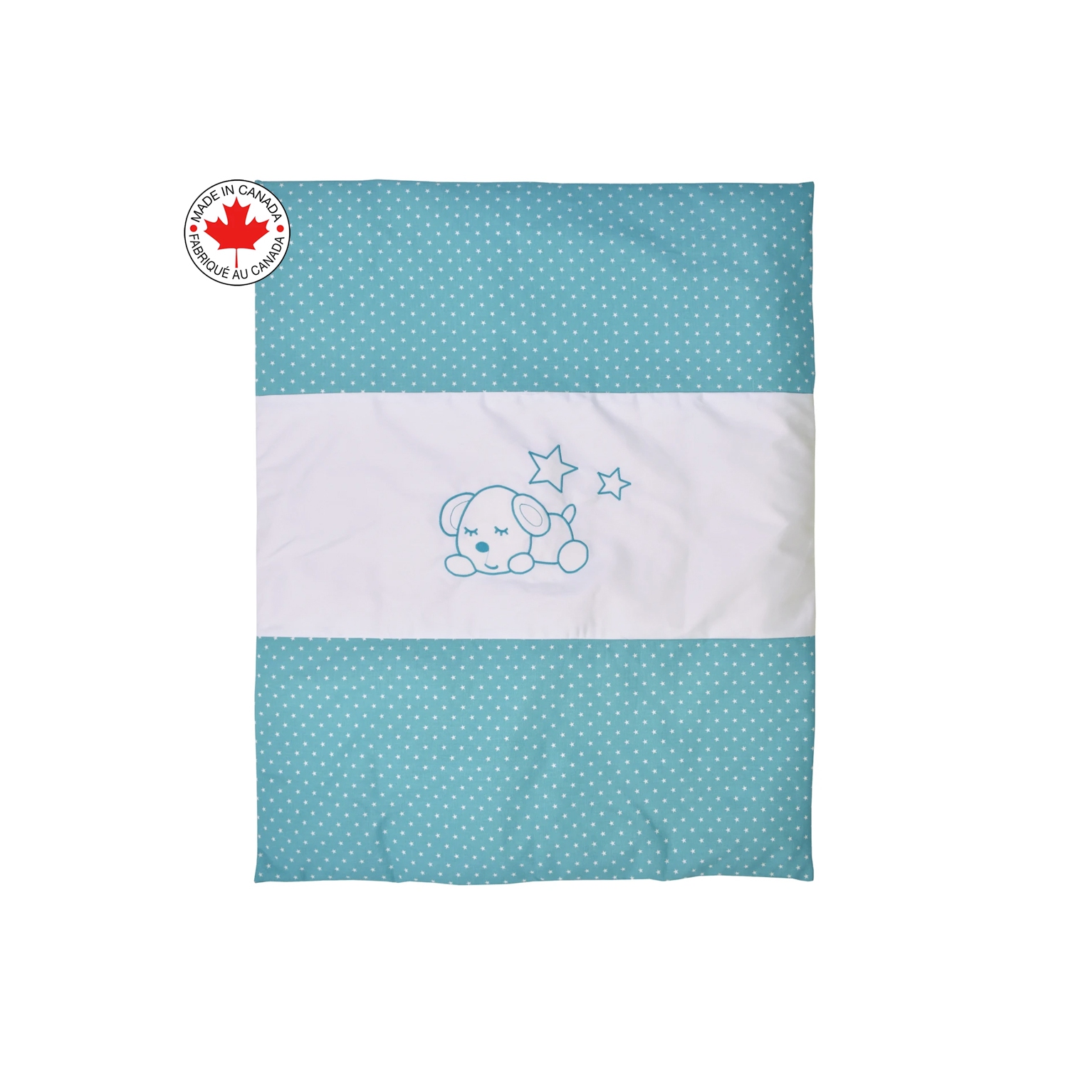 Belelo - 5 articles de literie pour bébé - turquoise et blanc avec un motif de chien dormant