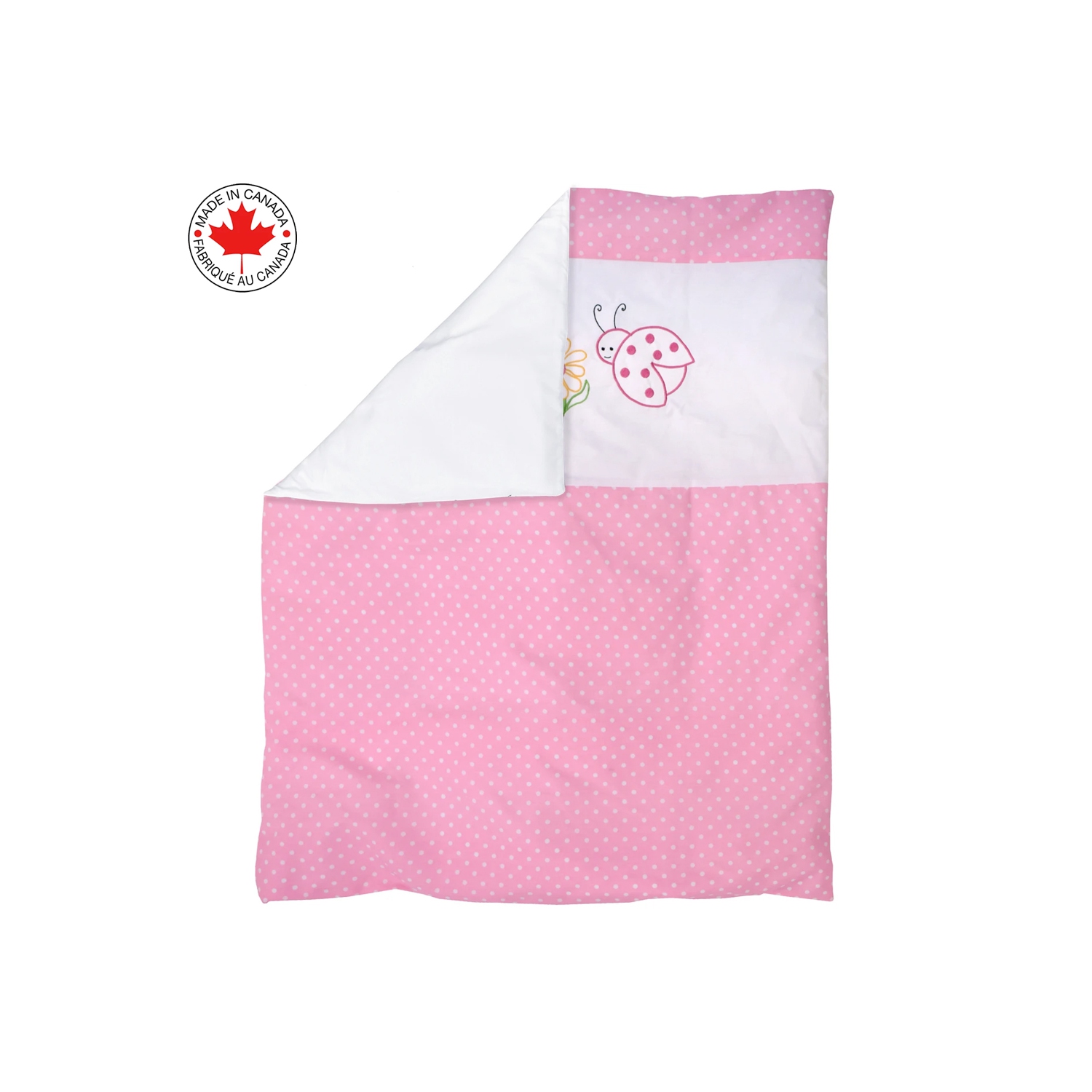 Belelo - 5 pièces de literie pour bébé - rose et blanc avec un motif de coccinelle