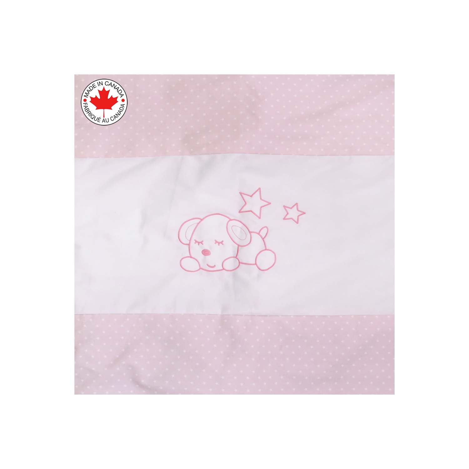 Bebelelo - 5 pieces bedding for baby - pink and white with a Sleeping Dog pattern