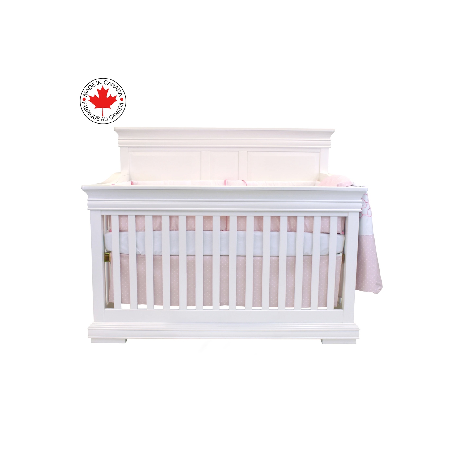 Bebelelo - 5 pieces bedding for baby - pink and white with a Sleeping Dog pattern