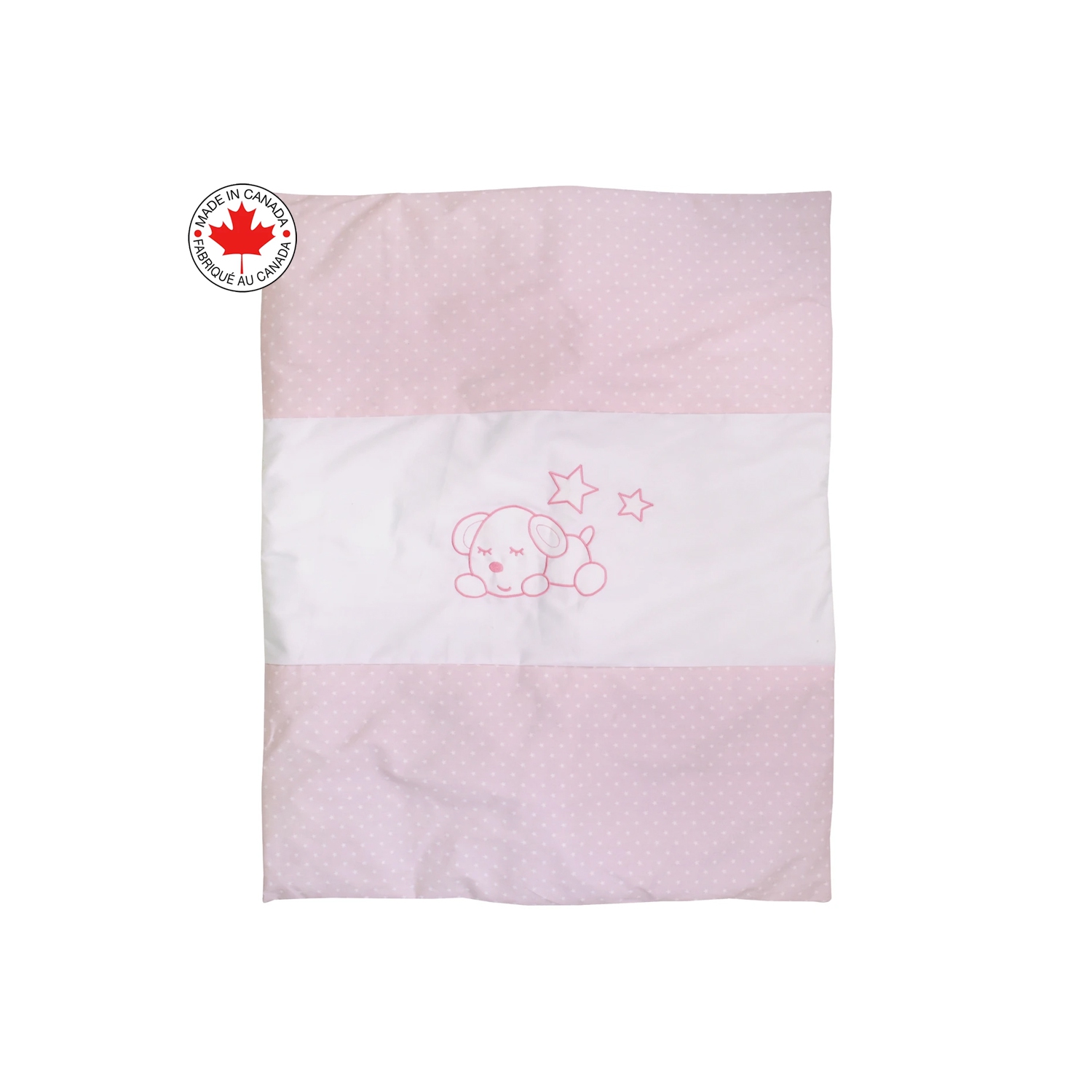 Bebelelo - 5 pieces bedding for baby - pink and white with a Sleeping Dog pattern