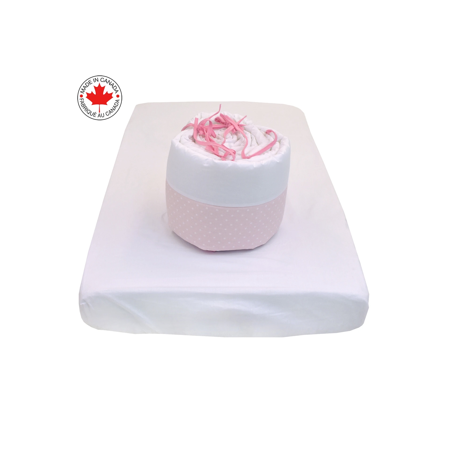 Bebelelo - 5 pieces bedding for baby - pink and white with a Sleeping Dog pattern