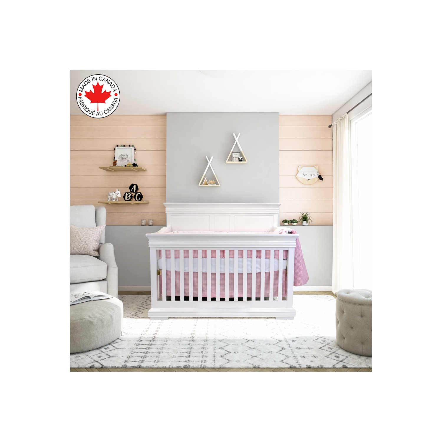 Bebelelo - 5 pieces bedding for baby - pink and white with a Sheep pattern
