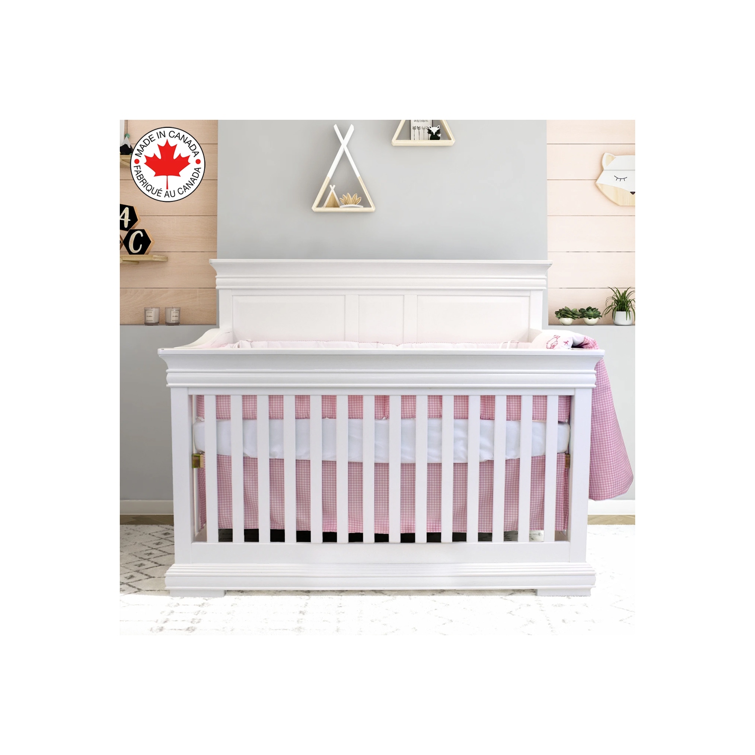 Bebelelo - 5 pieces bedding for baby - pink and white with a Sheep pattern