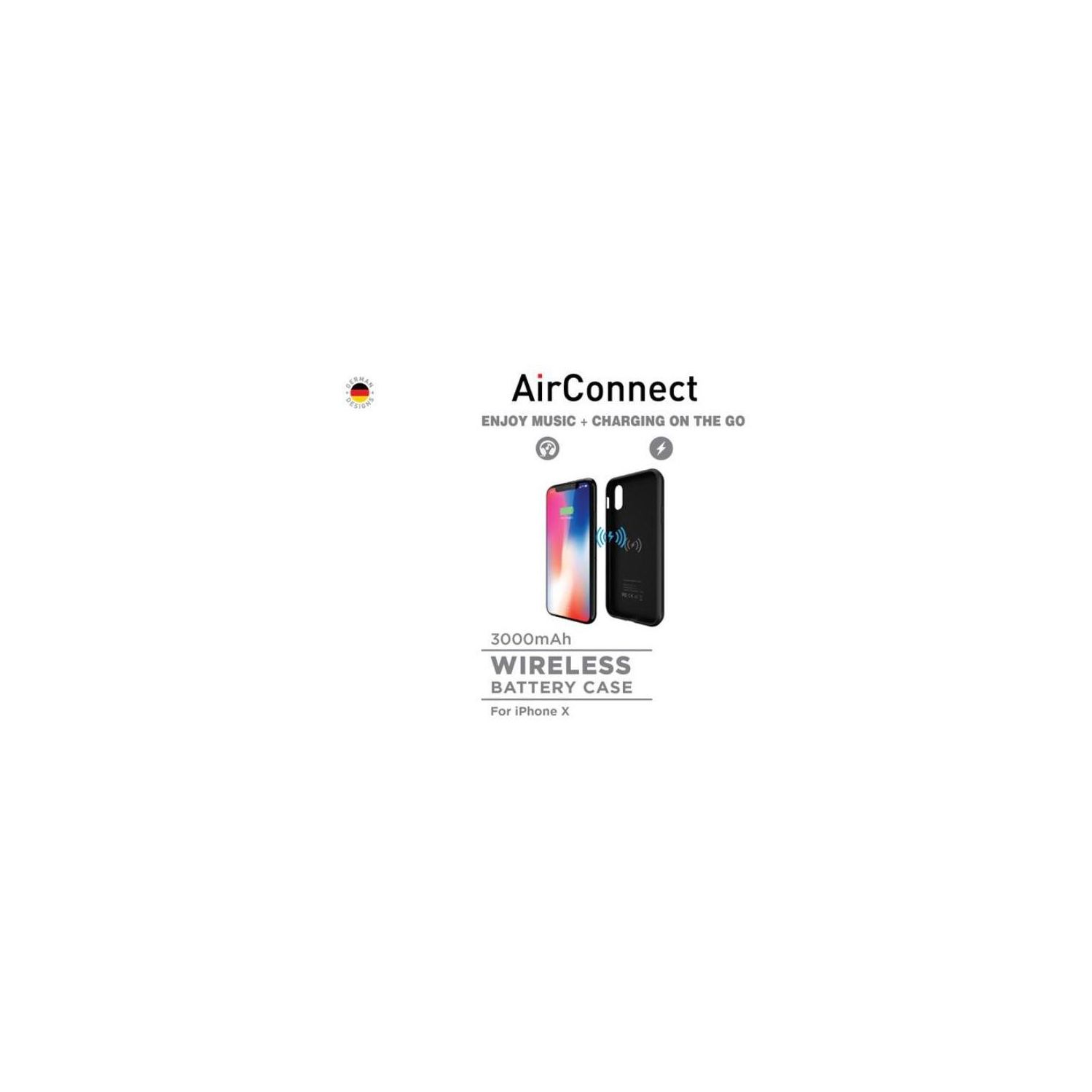 SAMA-Air Connect Wireless Battery Case for iphone X 3000 mAh Free Screen Protector - Black