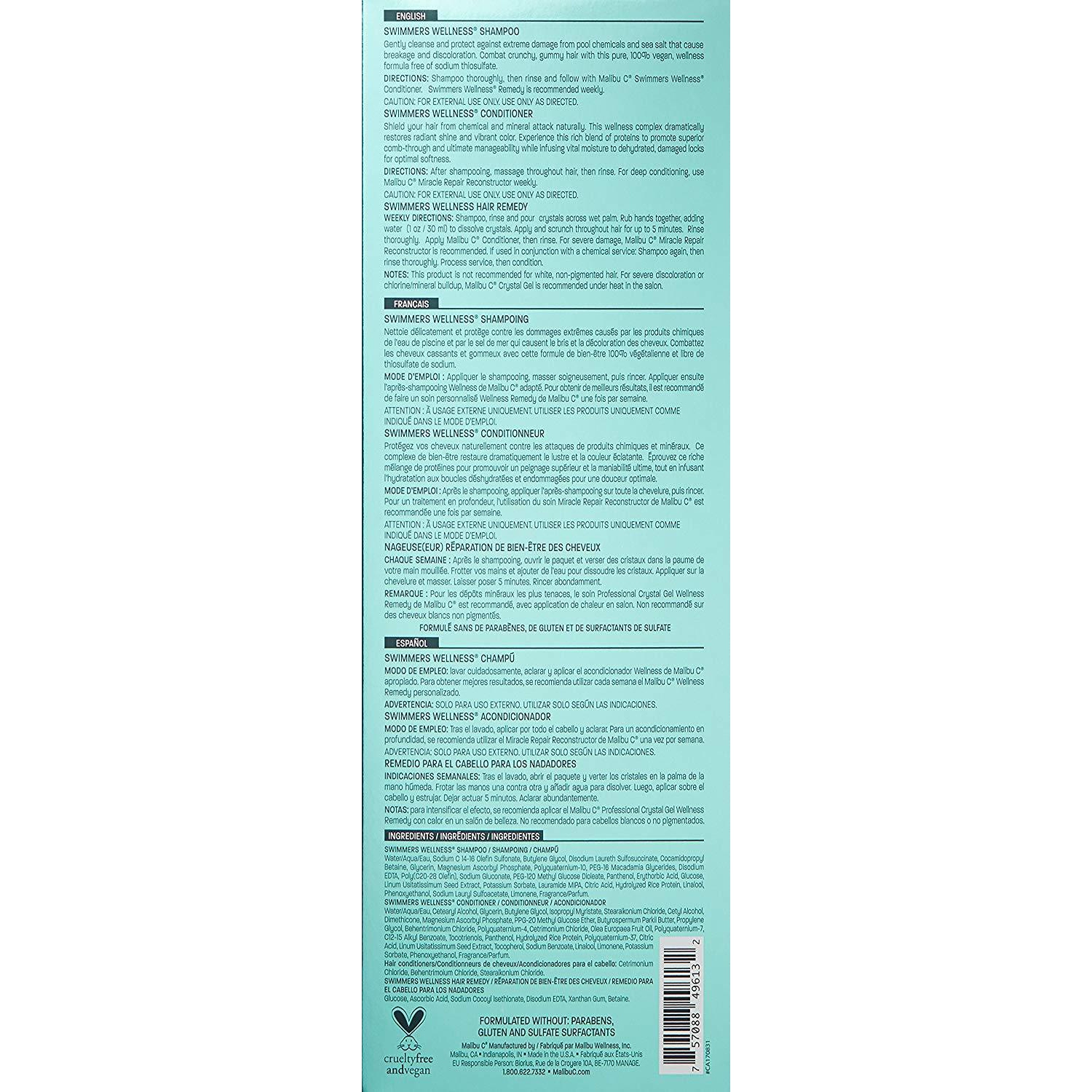 Malibu C Swimmers Wellness Shampoo and Conditioner 9 oz Each