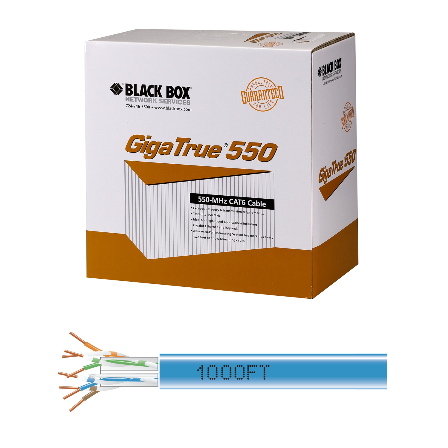 Black Box Network CAT6 1000-ft Solid Bulk Cable - Blue