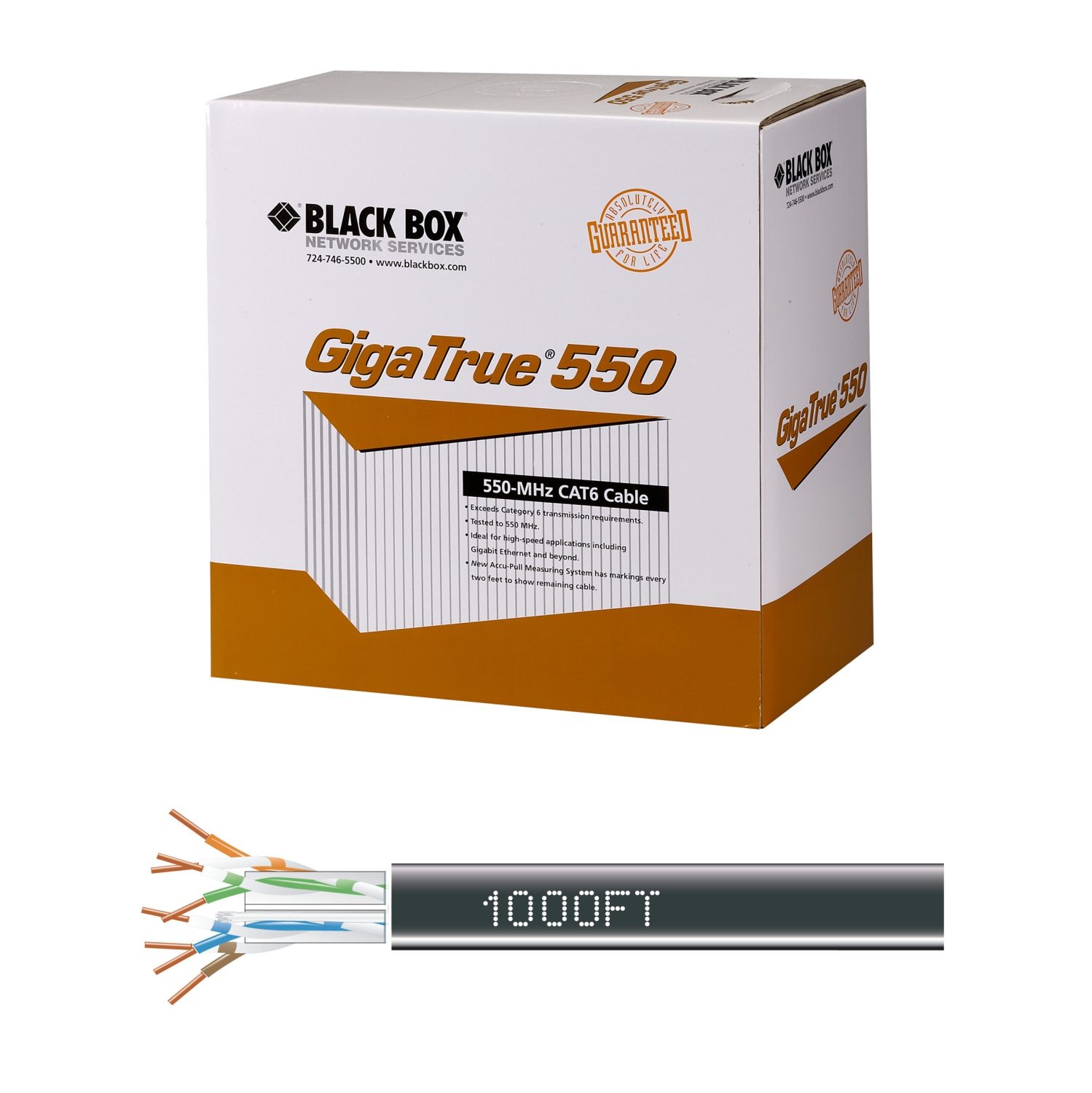 Black Box Network CAT6 1000-ft Solid Bulk Cable - Black
