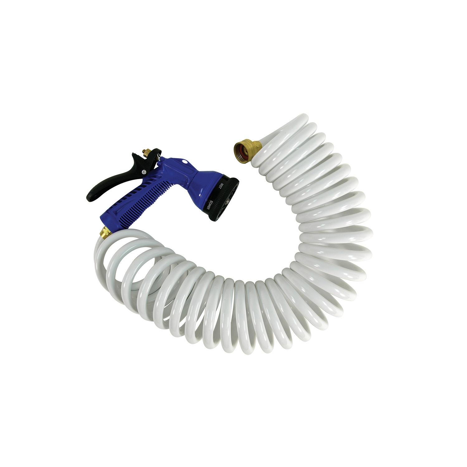 Whitecap 25' White Coiled Hose w-Adjustable Nozzle