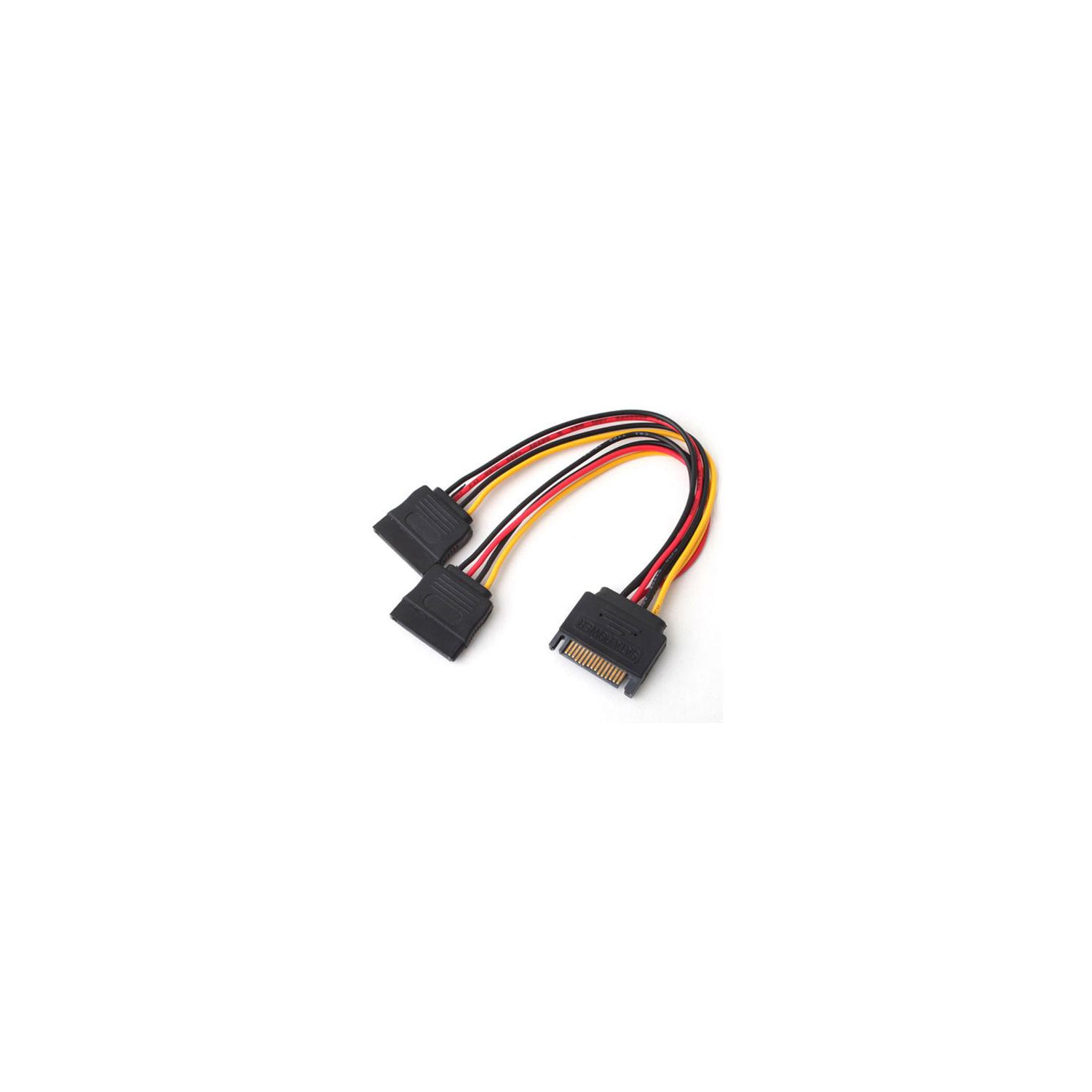 New Genuine SATA Male To 2 Female 15Pin Power HDD Splitter Connector Cable