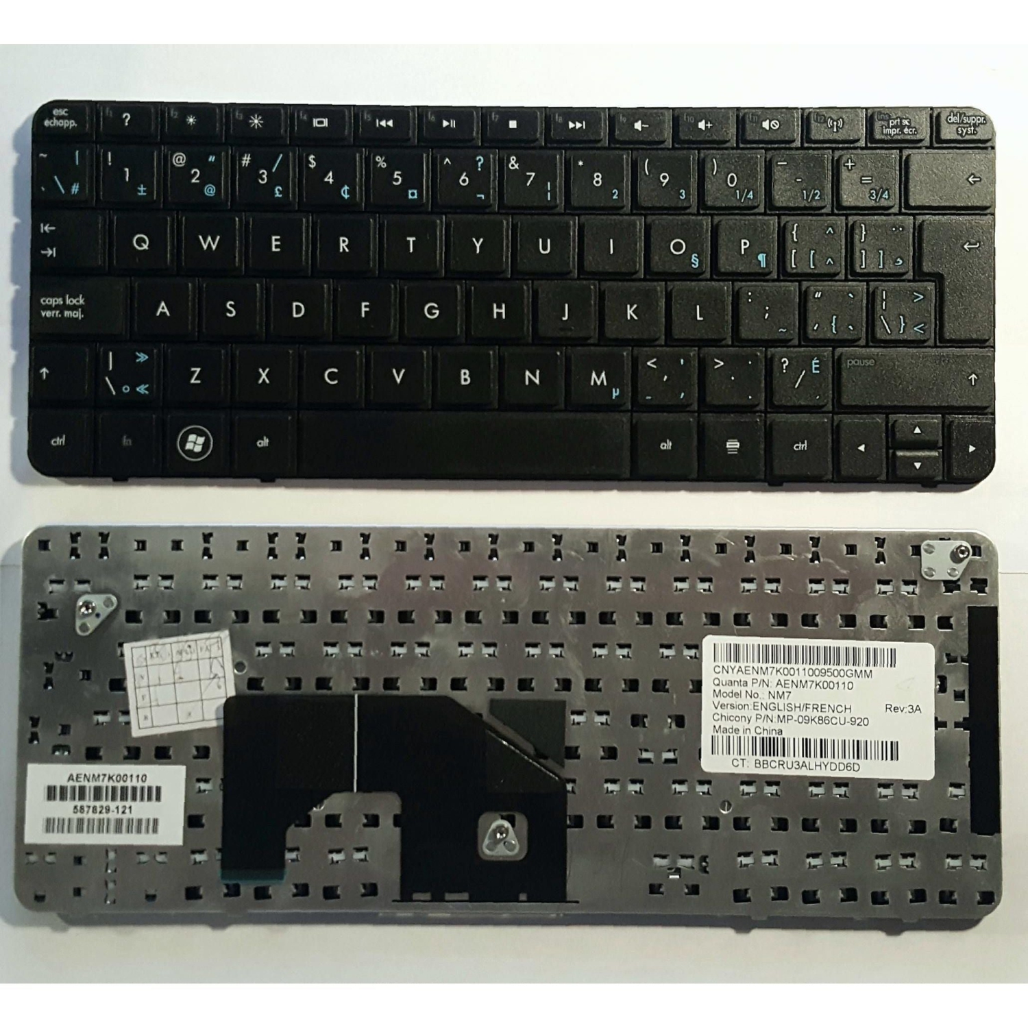 Clavier français canadien HP Compaq Mini 210 - Modèle 587829-121