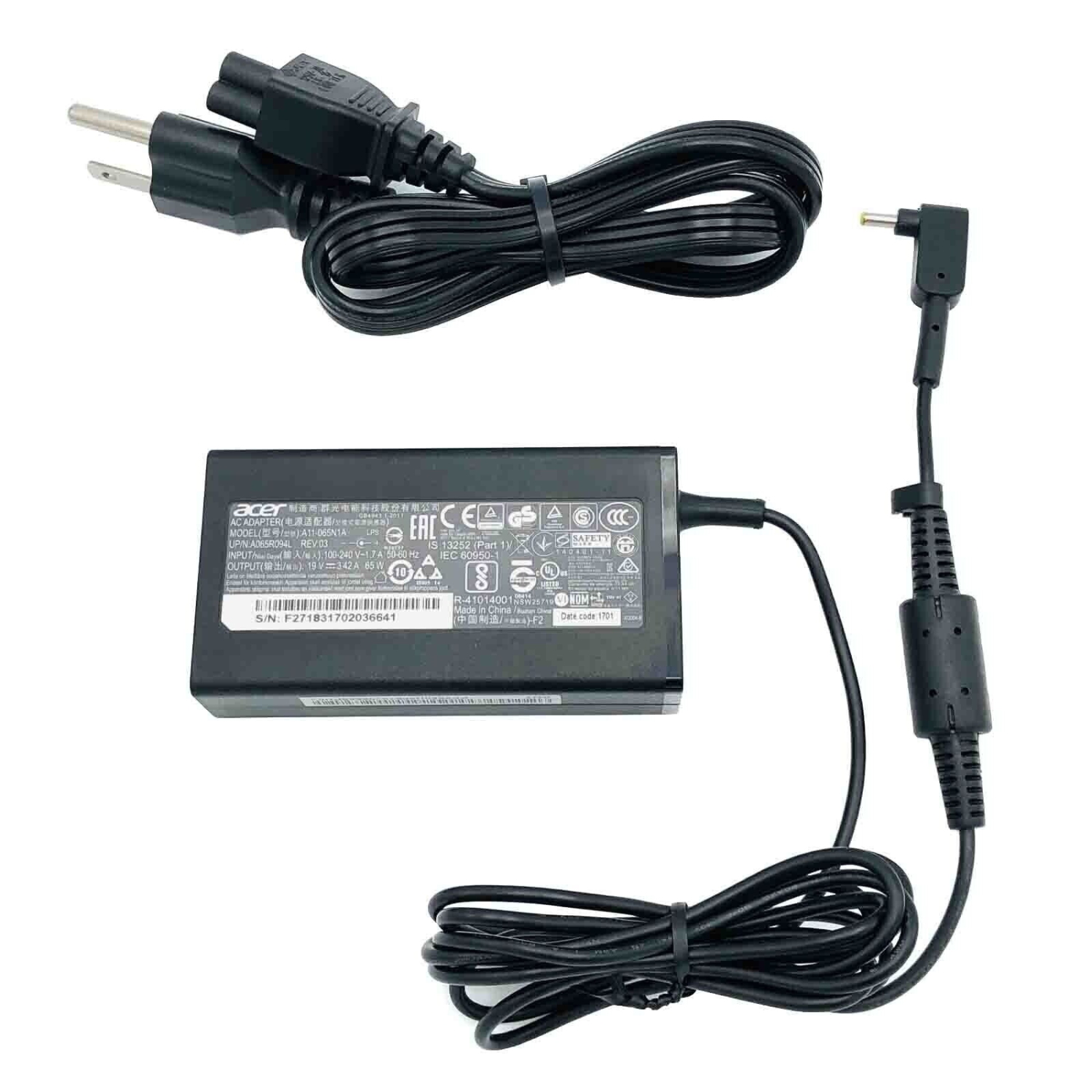 Chargeur c.a. véritable Aspire S7-391 S7-392 R5 R7 V3 65&nbsp;W d'Acer pour une alimentation fiable