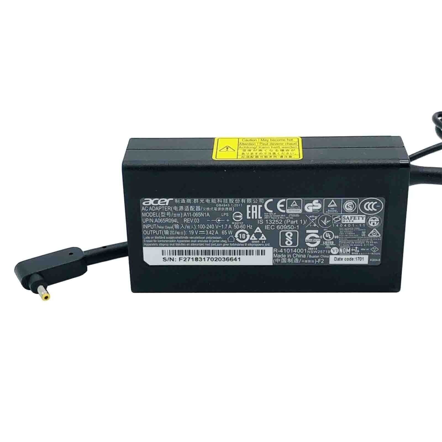 Chargeur c.a. véritable Aspire S7-391 S7-392 R5 R7 V3 65 W d'Acer pour une alimentation fiable