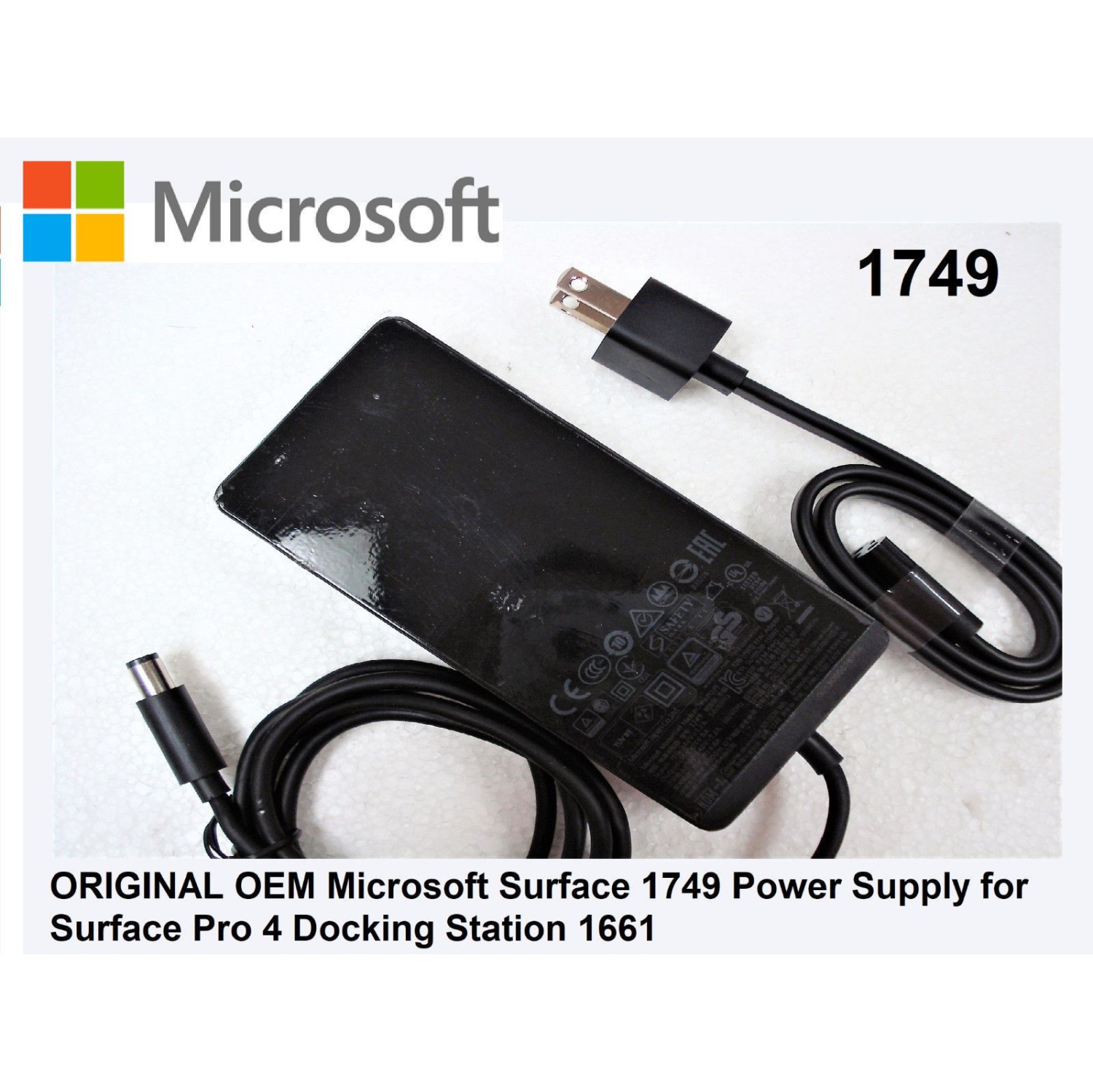 New Genuine Microsoft Surface 1749 Pro 4 3 Docking Station AC Adapter PA-1900-38MX X937403-002