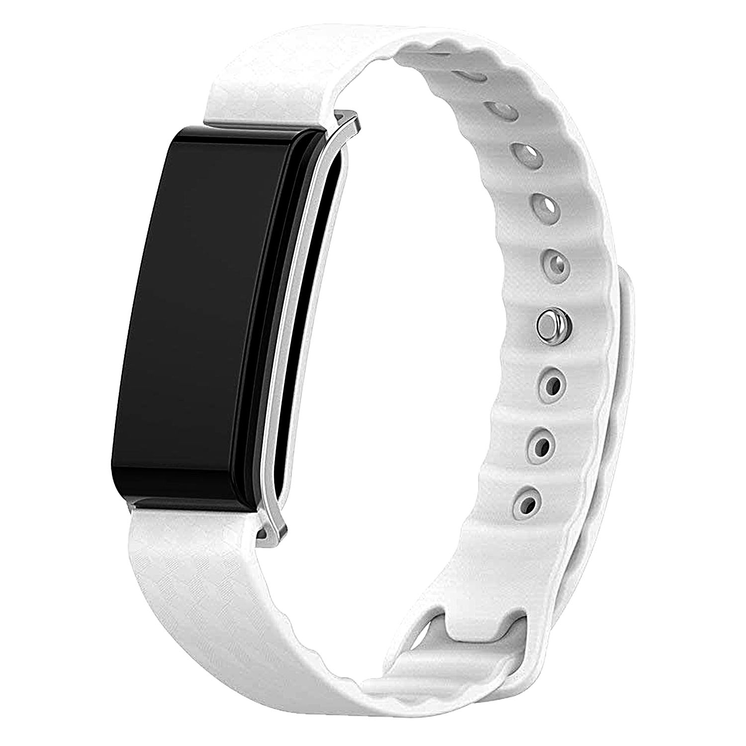 StrapsCo Classic Silicone Rubber Replacement Watch Strap for Huawei Honor/Color Band A2 - White