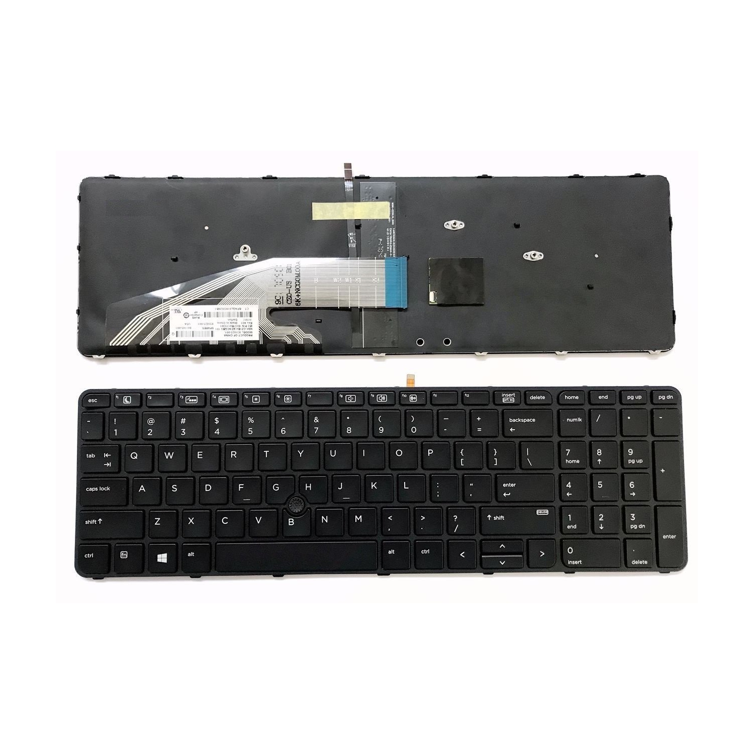New HP ProBook 650 655 G2 English Backlit Keyboard with Pointer and Frame 841145-001 831023-001