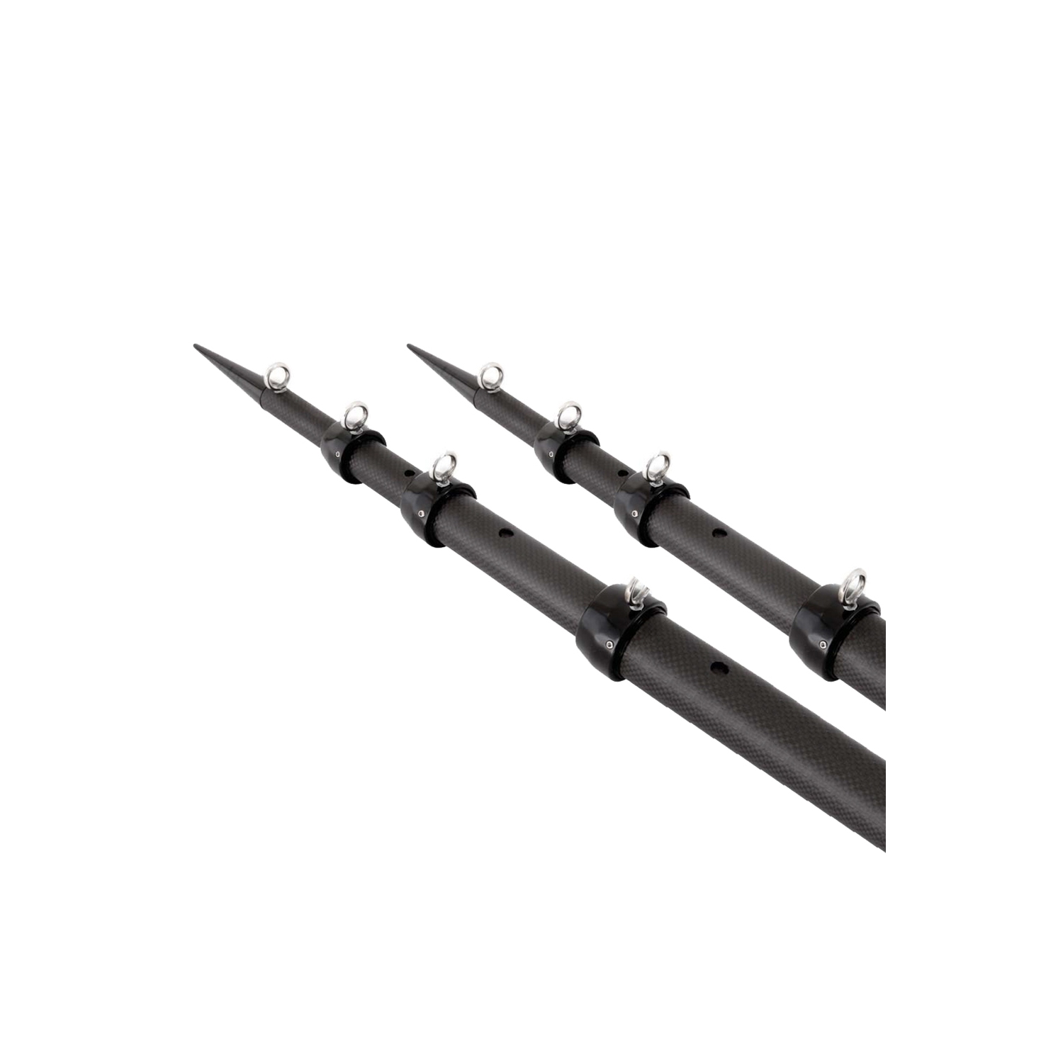 Tigress XD 3k Carbon Fiber Telescoping Outrigger Poles - 18 feet - Matte Black- Black - Pair
