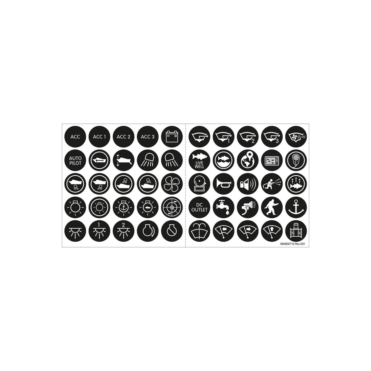 Blue Sea 4230 Push Button Switch Label Kit