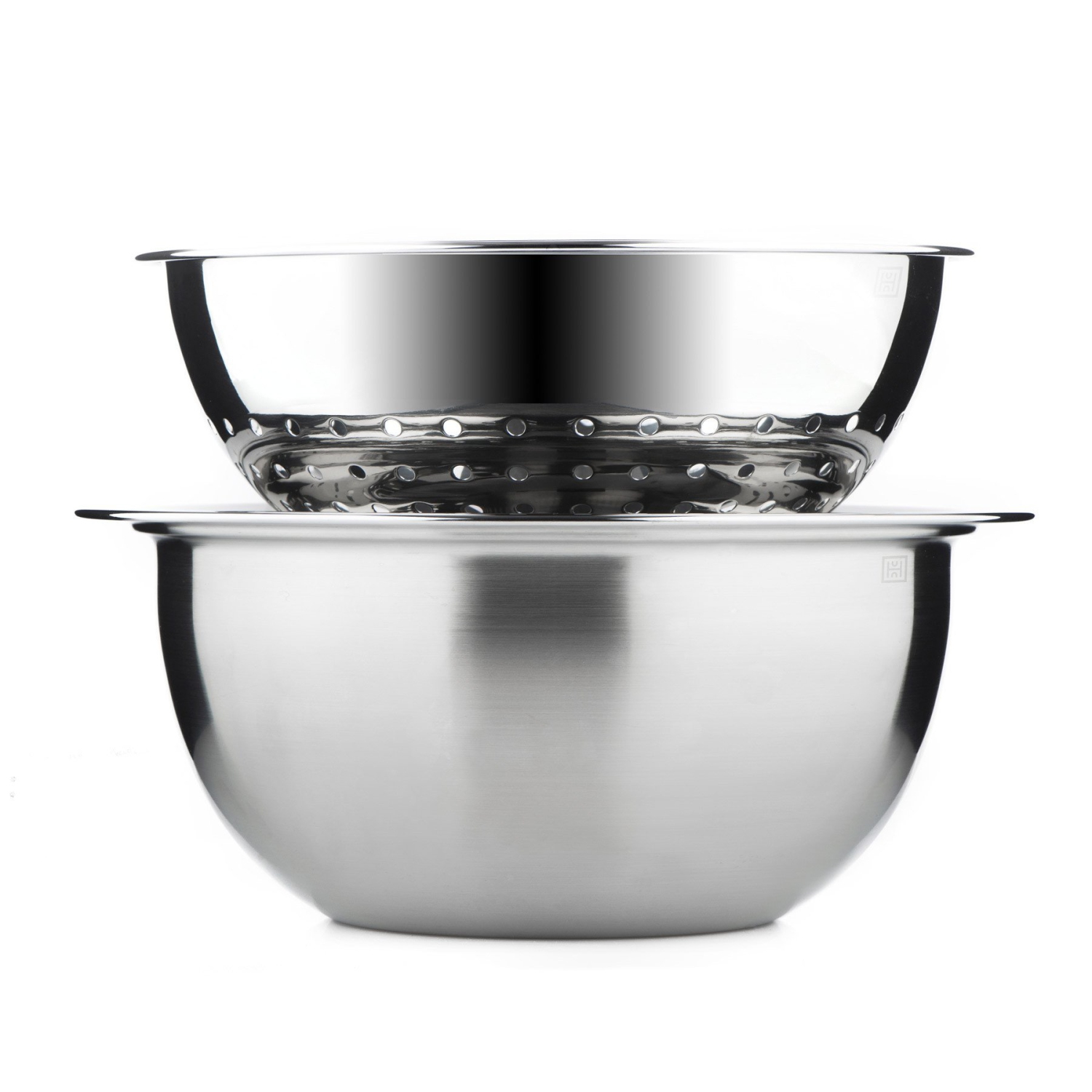 Ensemble bol et passoire en acier