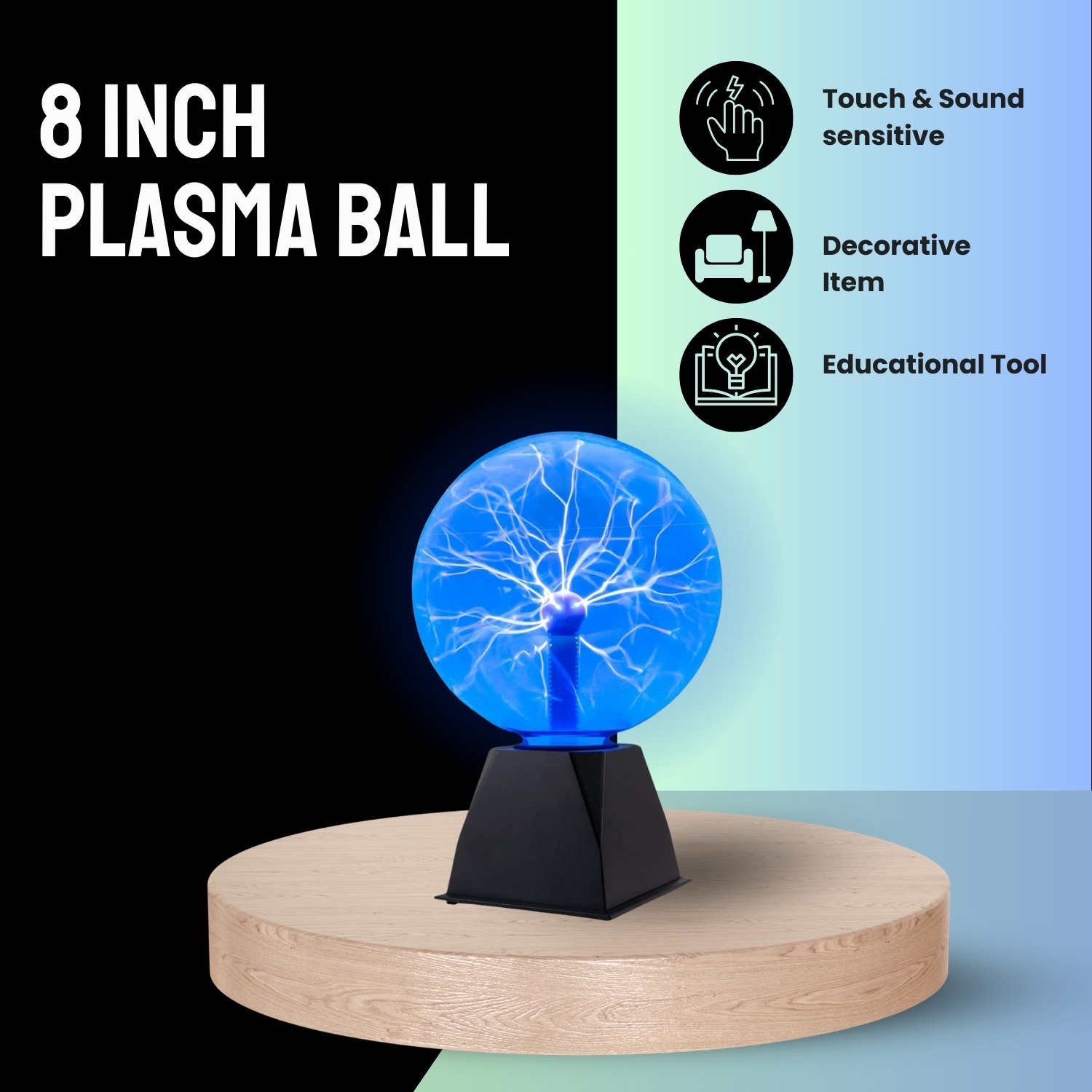 Boule à plasma interactive de 8&nbsp;po de Mind Games - Sensible au toucher et réactive au son