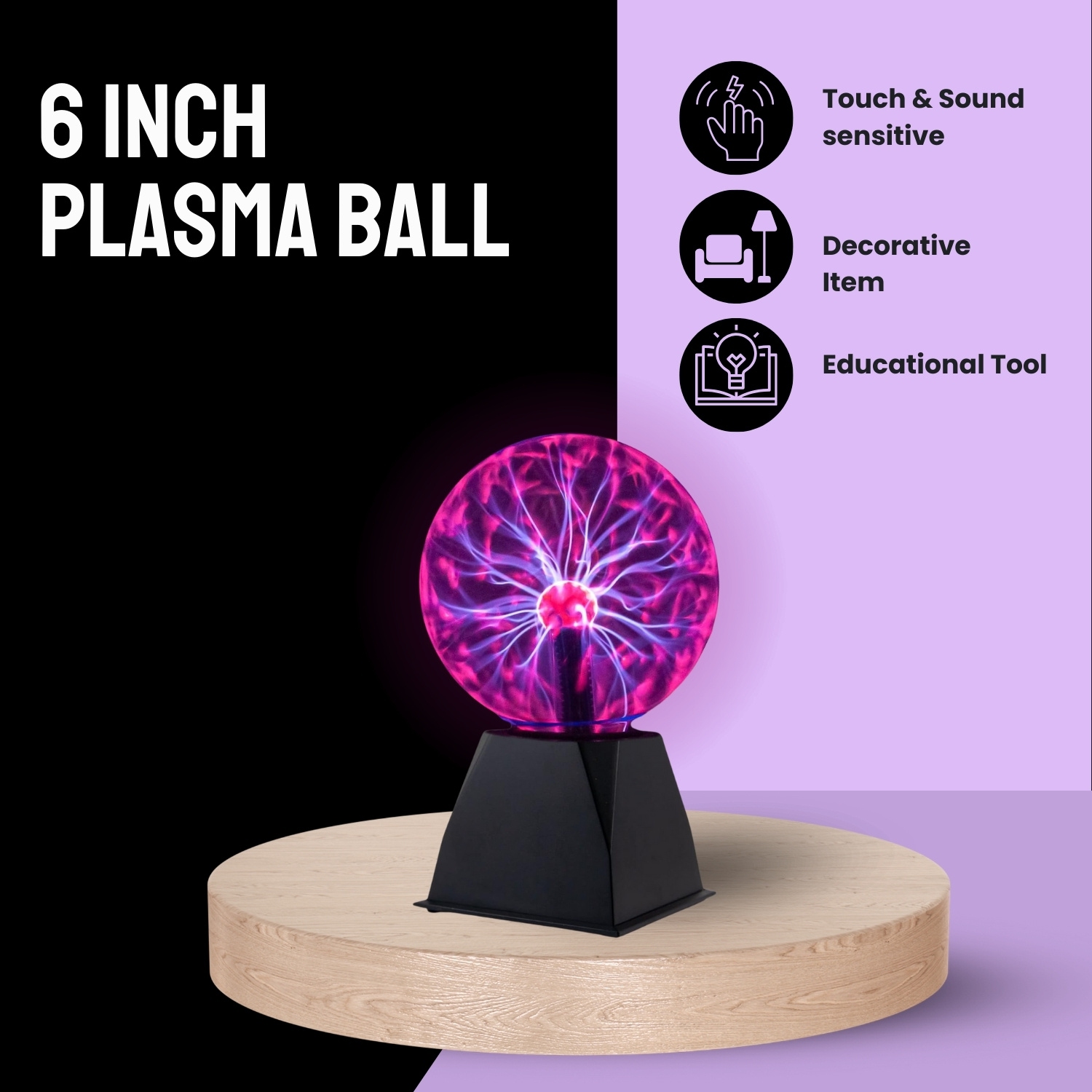 Mind Games Interactive 6" Plasma Ball - Sensitive to Touch and Responsive to Sound