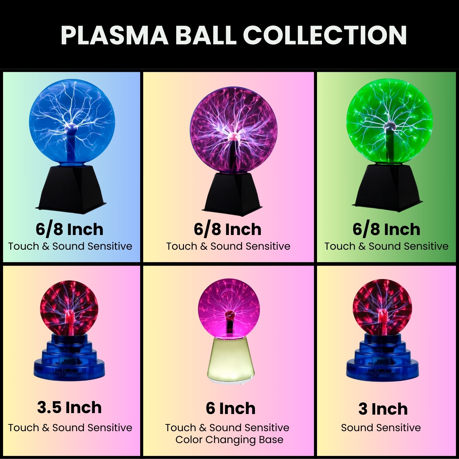 Mind Games Interactive 6" Plasma Ball - Sensitive to Touch and Responsive to Sound