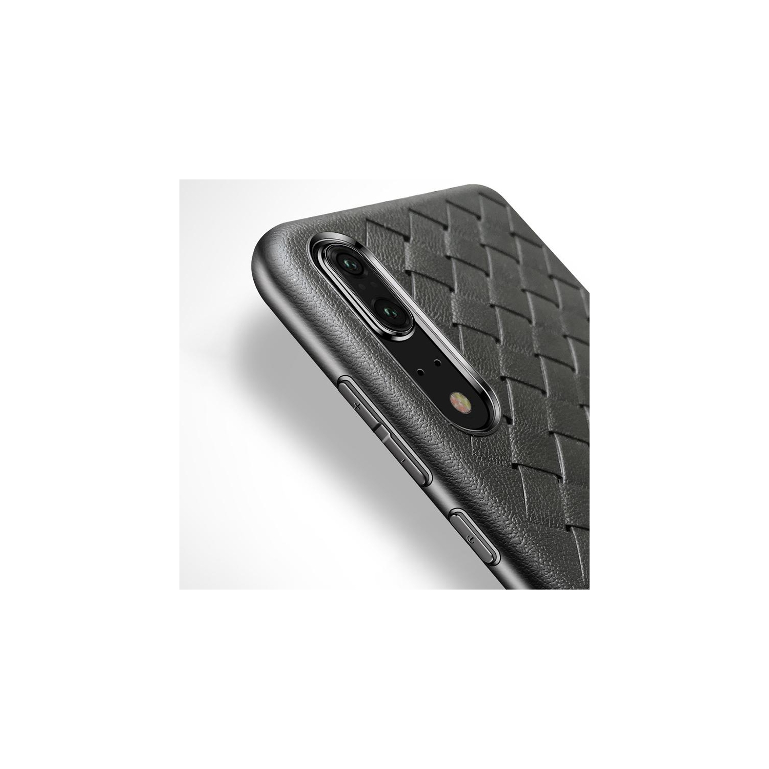 PANDACO Violet Leather Cross-Weave Case for Huawei P20